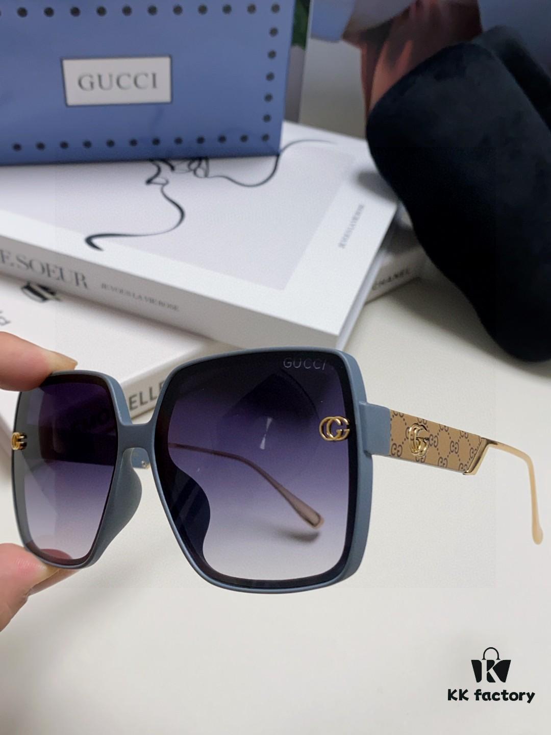 Gucci New Large-Frame Sunglasses for Women, Slimming Fashionable UV-Protective Square Sunglasses, Street Snap and Vacation Eyewear