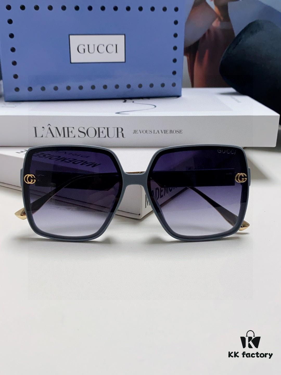 Gucci New Large-Frame Sunglasses for Women, Slimming Fashionable UV-Protective Square Sunglasses, Street Snap and Vacation Eyewear