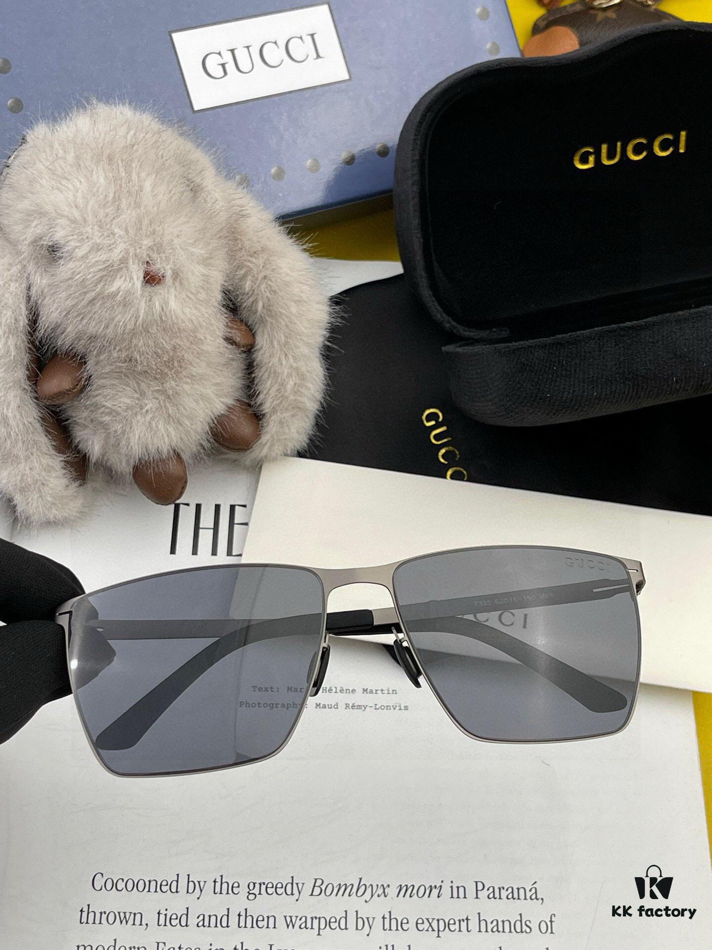 GUCCI 2025 New Unisex Polygonal Sunglasses G5733, Electroplated Finish, Never Fades, Ultra-Lightweight and Highly Elastic, Screw-Free Design, Unbreakable Frame, High-Definition Nylon Lenses, Exquisite Craftsmanship, Original Materials, Stylish and Versatile