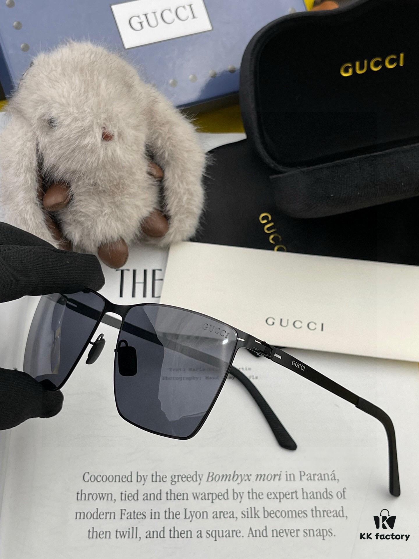 GUCCI 2025 New Unisex Polygonal Sunglasses G5733, Electroplated Finish, Never Fades, Ultra-Lightweight and Highly Elastic, Screw-Free Design, Unbreakable Frame, High-Definition Nylon Lenses, Exquisite Craftsmanship, Original Materials, Stylish and Versatile