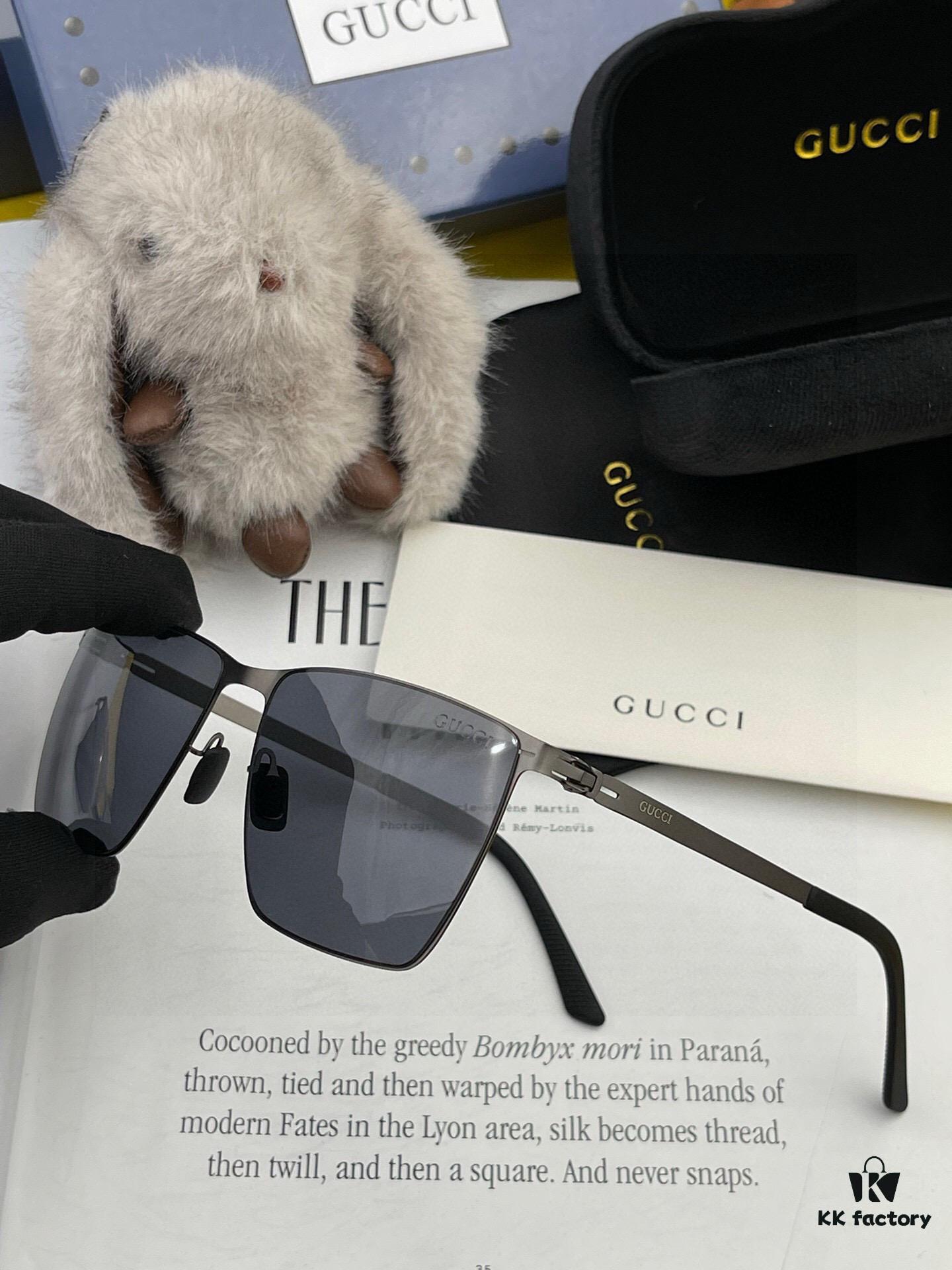GUCCI 2025 New Unisex Polygonal Sunglasses G5733, Electroplated Finish, Never Fades, Ultra-Lightweight and Highly Elastic, Screw-Free Design, Unbreakable Frame, High-Definition Nylon Lenses, Exquisite Craftsmanship, Original Materials, Stylish and Versatile