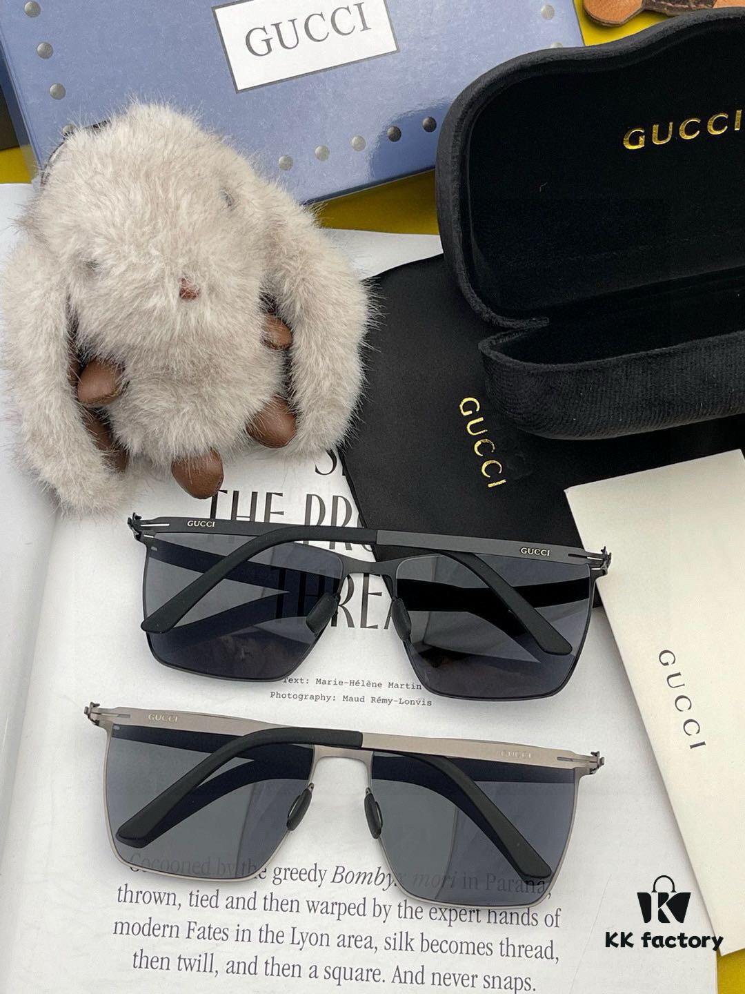GUCCI 2025 New Unisex Polygonal Sunglasses G5733, Electroplated Finish, Never Fades, Ultra-Lightweight and Highly Elastic, Screw-Free Design, Unbreakable Frame, High-Definition Nylon Lenses, Exquisite Craftsmanship, Original Materials, Stylish and Versatile