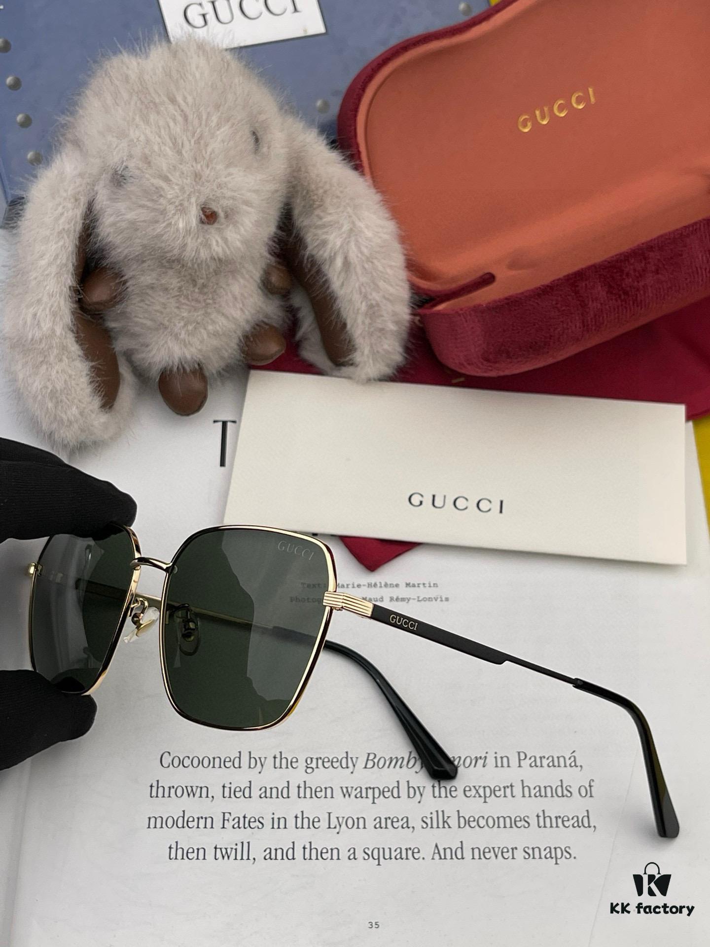 Gucci High-Quality Unisex Sunglasses, Polarized Pilot Style with Imported Polaroid Lenses, UV Protection, Fashionable Oversized Frame for Driving, Fishing, and Outdoor Use, Model: G9862