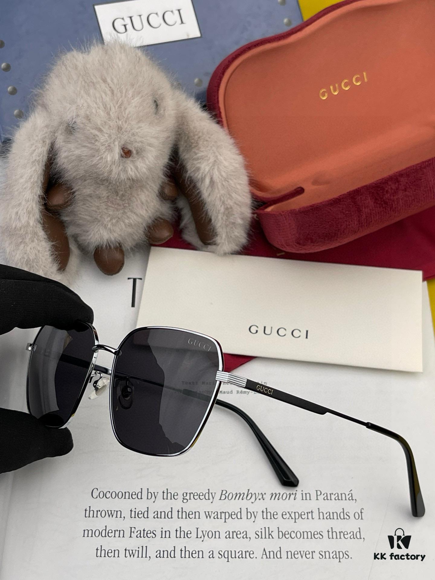 Gucci High-Quality Unisex Sunglasses, Polarized Pilot Style with Imported Polaroid Lenses, UV Protection, Fashionable Oversized Frame for Driving, Fishing, and Outdoor Use, Model: G9862