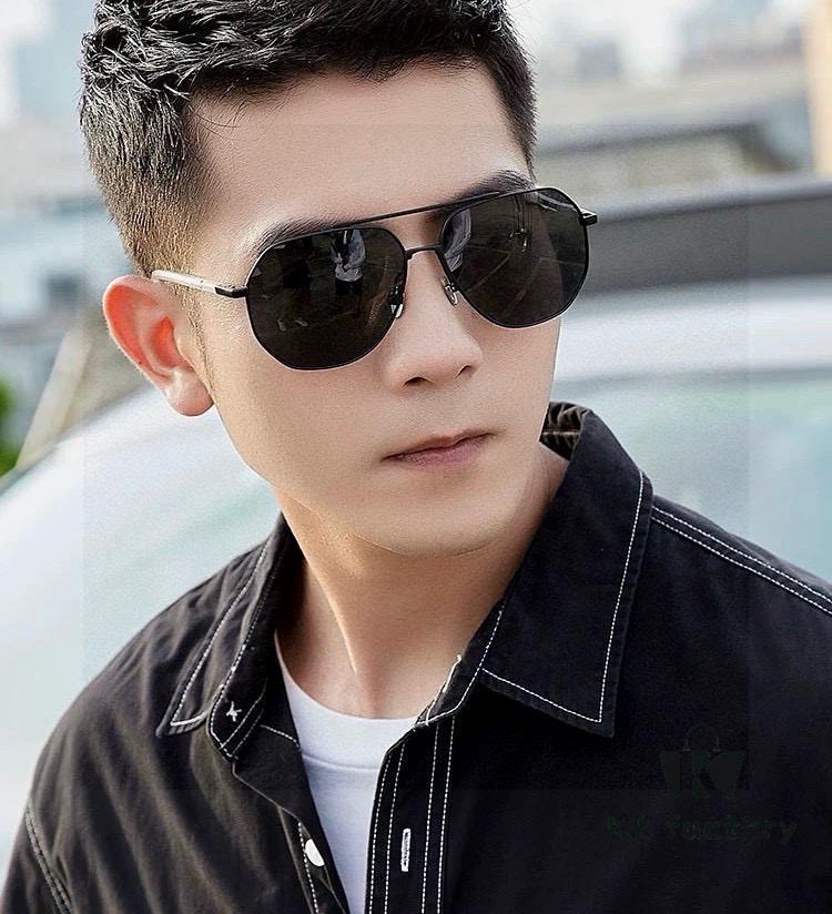 Gucci High-Quality Unisex Sunglasses, Polarized Pilot Frames with Imported Polaroid Lenses, Stylish Oversized Aviator Sunglasses for Driving and Fishing, UV-Protective Korean-Style Slimming Design