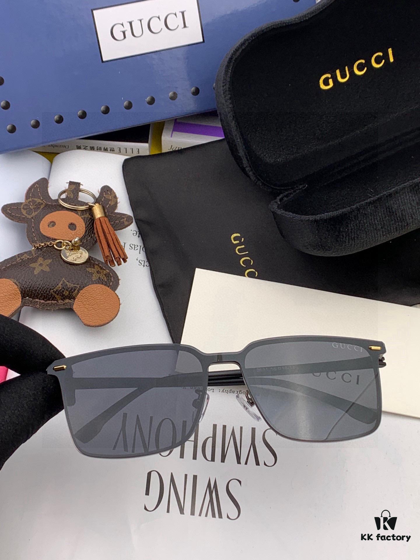 Gucci New Model One-Piece Driving Sunglasses, Celebrity Favorite, Unisex Aviator Sun Glasses