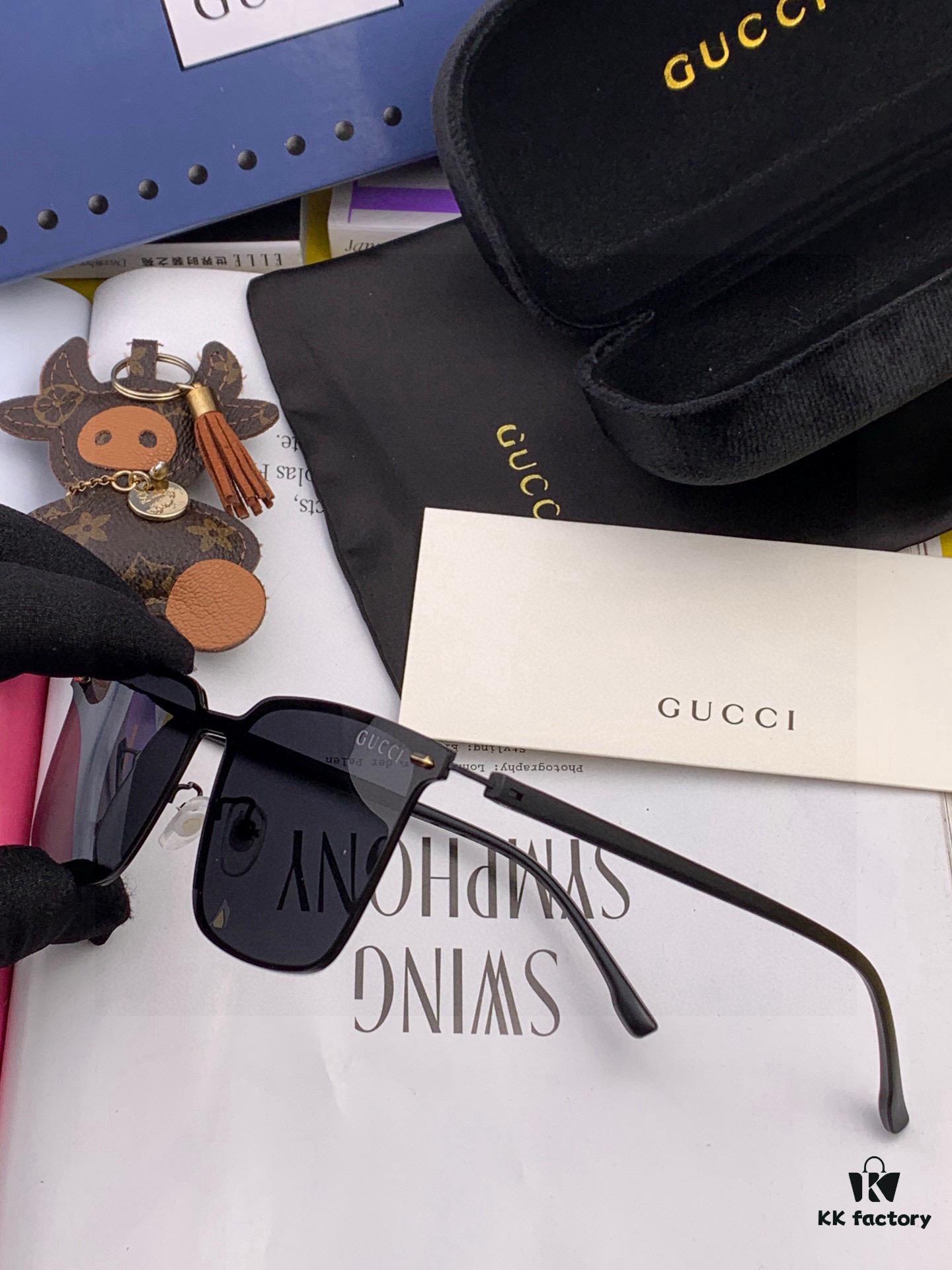 Gucci New Model One-Piece Driving Sunglasses, Celebrity Favorite, Unisex Aviator Sun Glasses