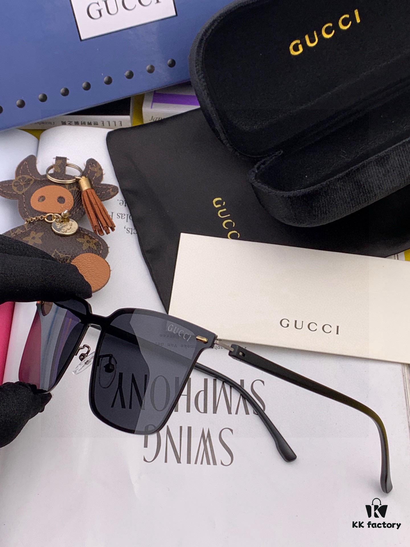 Gucci New Model One-Piece Driving Sunglasses, Celebrity Favorite, Unisex Aviator Sun Glasses