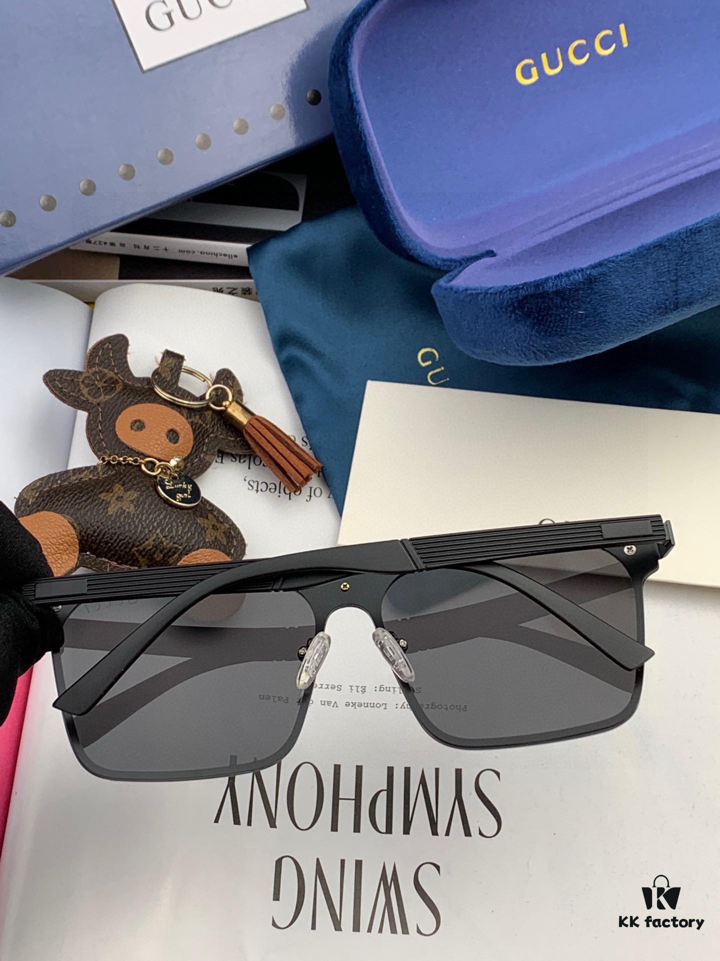 Gucci New Model One-Piece Driving Sunglasses, Must-Have Style for Travel, Popular Among Multiple Celebrities, Unisex Aviator Sunglasses Model: G7809