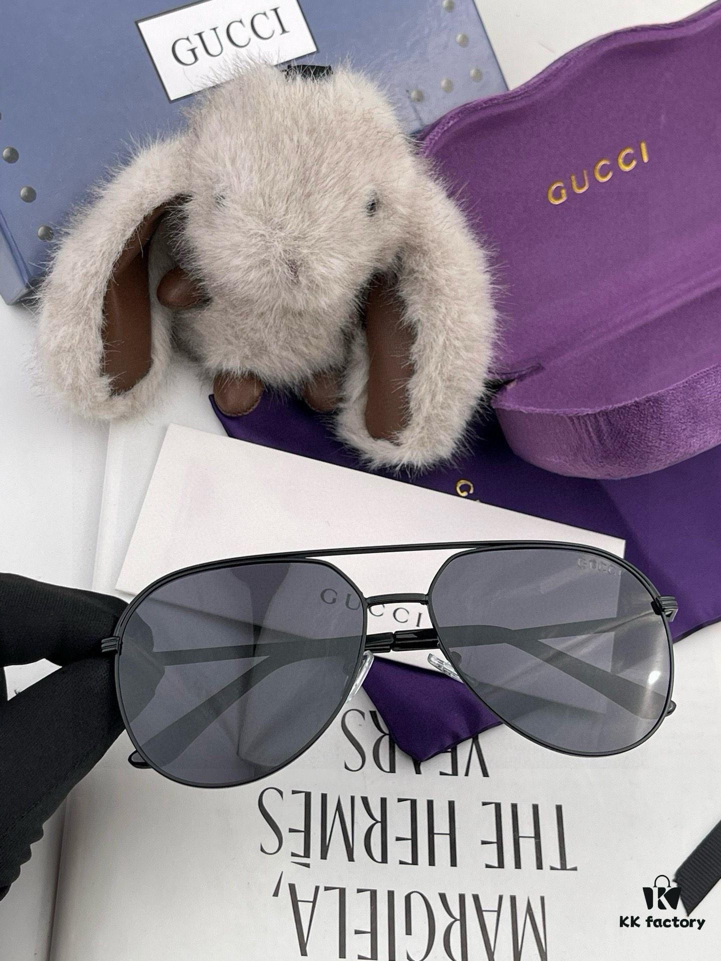 Gucci High-Quality Unisex Sunglasses, Imported Polarized Lenses, Aviator Style, UV Protection, Universal Fit, Slimming Design for Driving and Fishing, Model: 3371