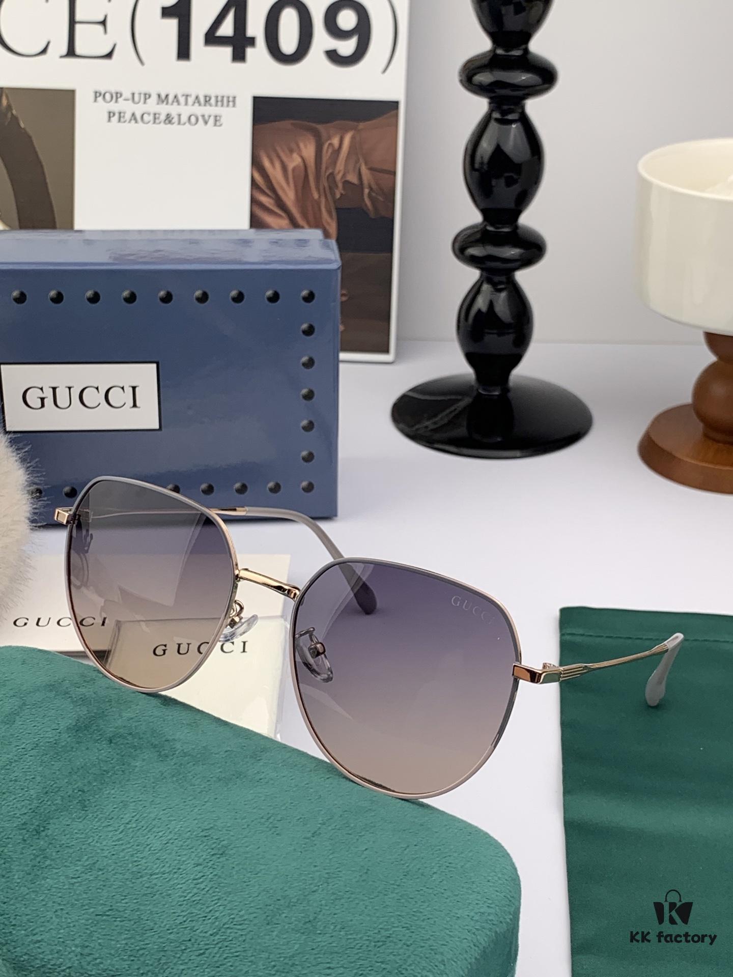 Polarized Series Sunglasses Original GUCCI Influencer Super Hit Blue Classic Luxury Global Trend Fashion Round Frame Sunglasses High-End Quality Luxury Logo Authentic Acetate Material Model: G1241