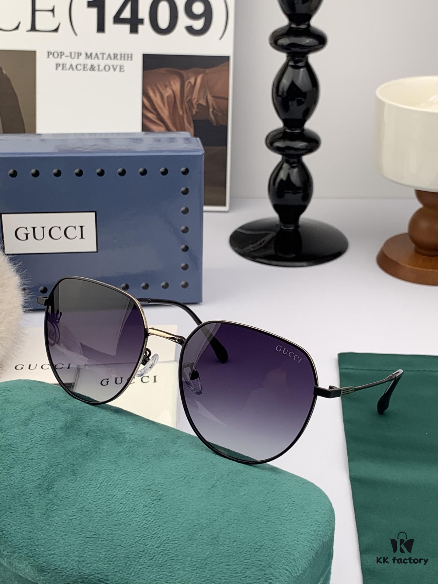 Polarized Series Sunglasses Original GUCCI Influencer Super Hit Blue Classic Luxury Global Trend Fashion Round Frame Sunglasses High-End Quality Luxury Logo Authentic Acetate Material Model: G1241