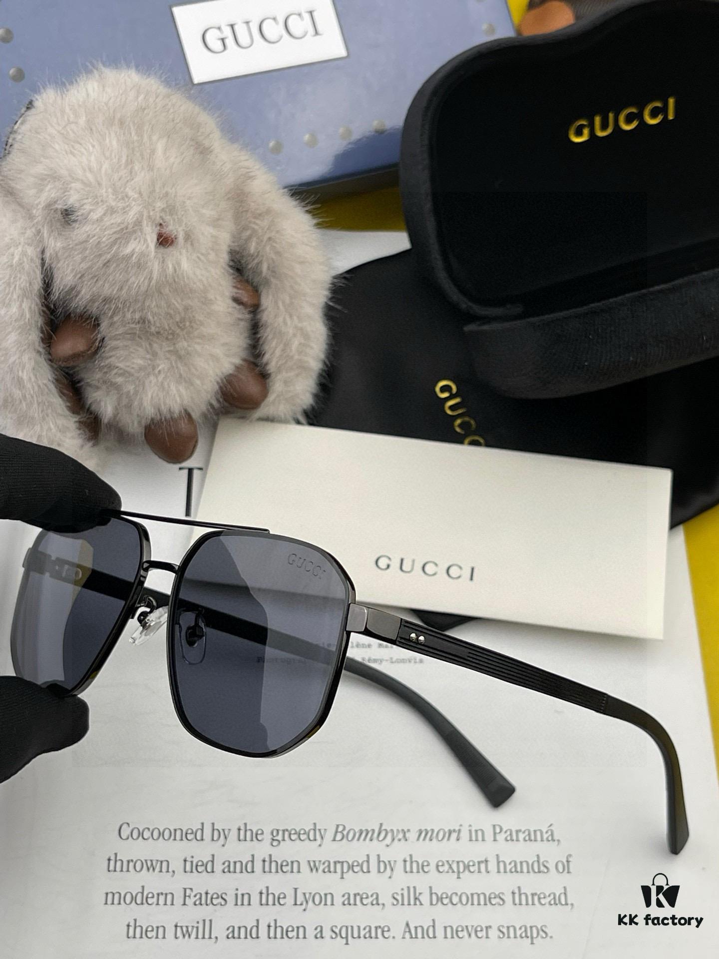 GUCCI 2025 New Unisex Polygonal Sunglasses Electroplated Never Fade Ultra-Light and Highly Elastic Frame Screw-Free Design Crush-Resistant HD Nylon Lenses Exquisite Craftsmanship Original Materials Casual and Stylish Universal Fit Must-Have for Summer Model 0228