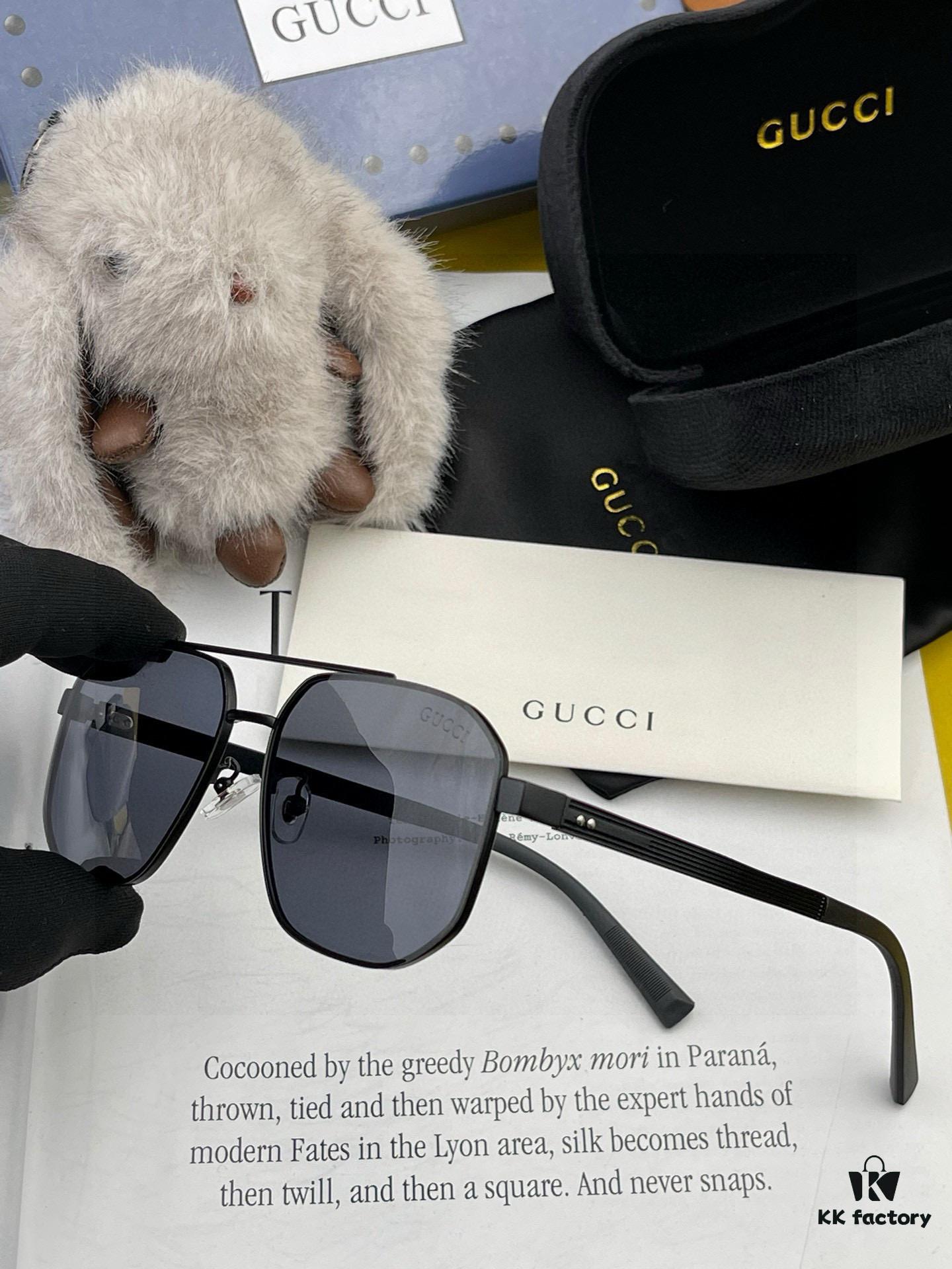 GUCCI 2025 New Unisex Polygonal Sunglasses Electroplated Never Fade Ultra-Light and Highly Elastic Frame Screw-Free Design Crush-Resistant HD Nylon Lenses Exquisite Craftsmanship Original Materials Casual and Stylish Universal Fit Must-Have for Summer Model 0228