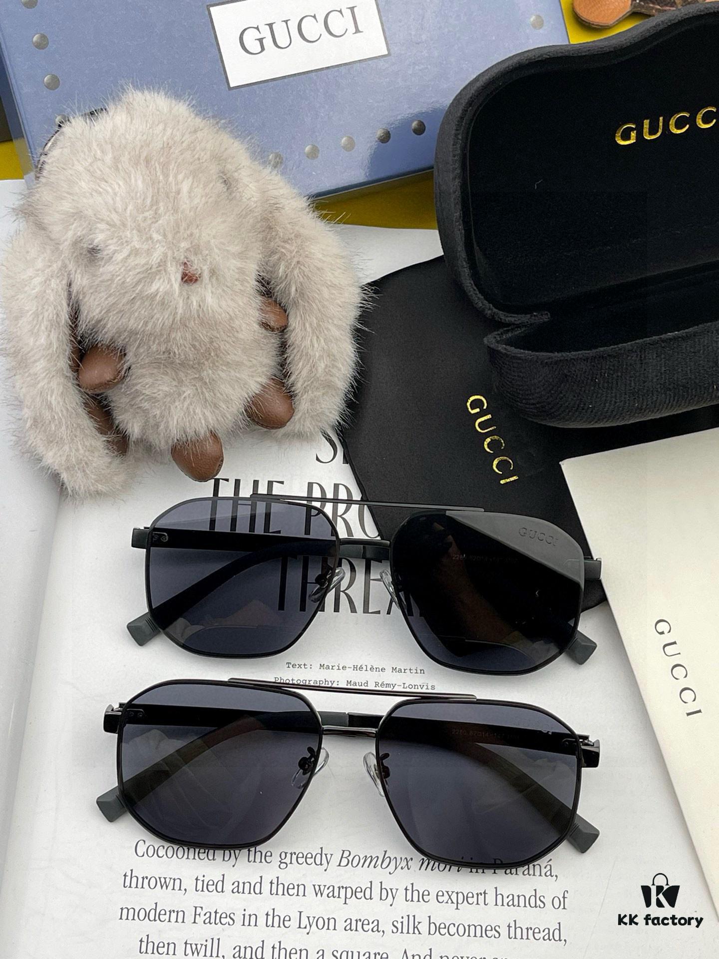 GUCCI 2025 New Unisex Polygonal Sunglasses Electroplated Never Fade Ultra-Light and Highly Elastic Frame Screw-Free Design Crush-Resistant HD Nylon Lenses Exquisite Craftsmanship Original Materials Casual and Stylish Universal Fit Must-Have for Summer Model 0228