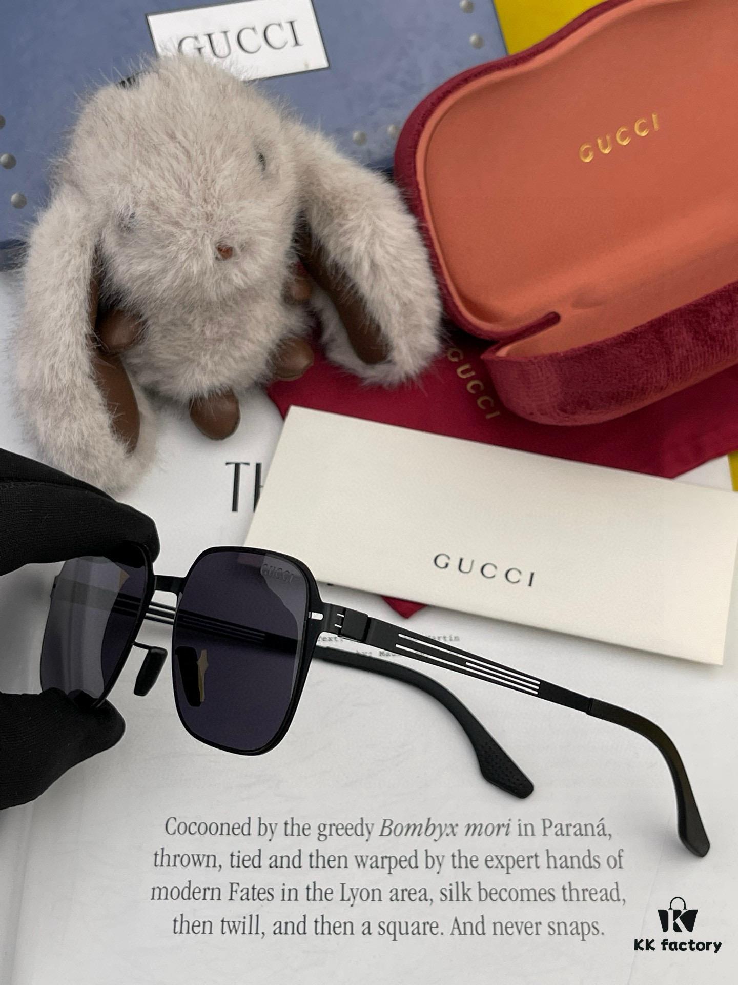 GUCCI 2025 New Unisex Polygonal Sunglasses, Ultra-Lightweight and Durable, Scratch-Resistant Electroplated Finish, HD Nylon Lenses, Screw-Free Elastic Frame, Model 3862