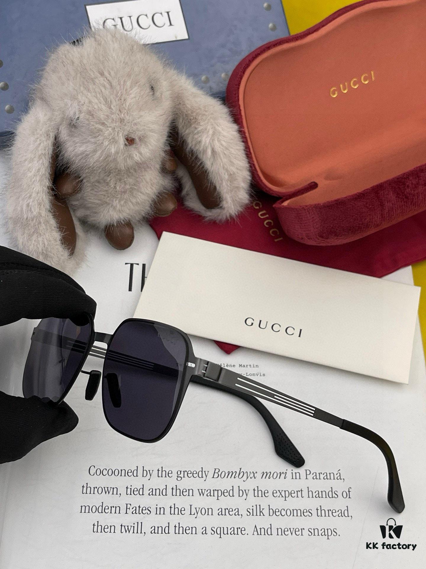 GUCCI 2025 New Unisex Polygonal Sunglasses, Ultra-Lightweight and Durable, Scratch-Resistant Electroplated Finish, HD Nylon Lenses, Screw-Free Elastic Frame, Model 3862