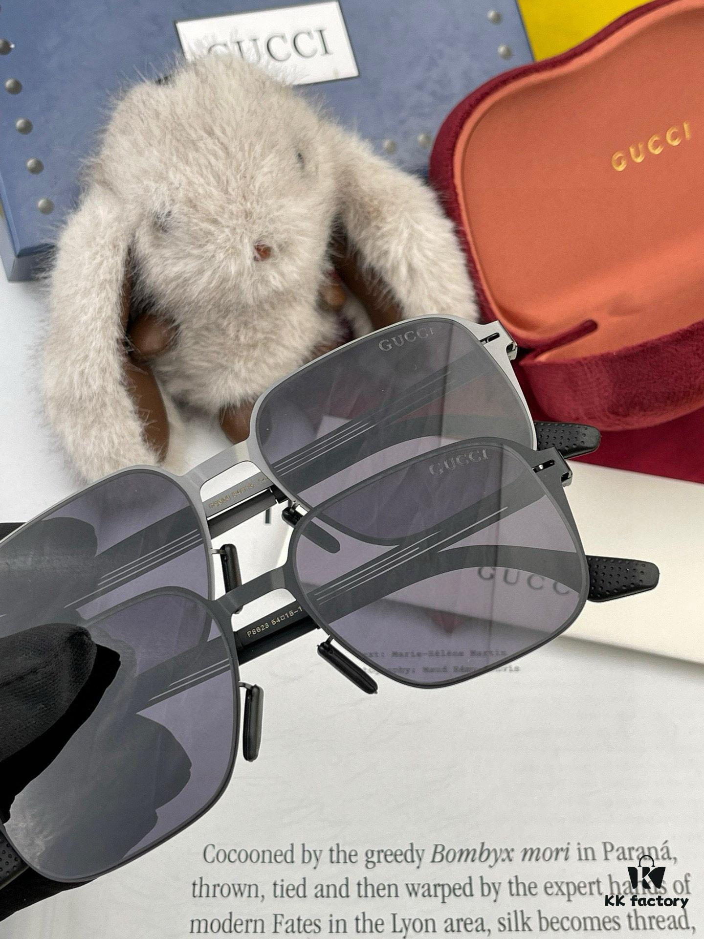 GUCCI 2025 New Unisex Polygonal Sunglasses, Ultra-Lightweight and Durable, Scratch-Resistant Electroplated Finish, HD Nylon Lenses, Screw-Free Elastic Frame, Model 3862