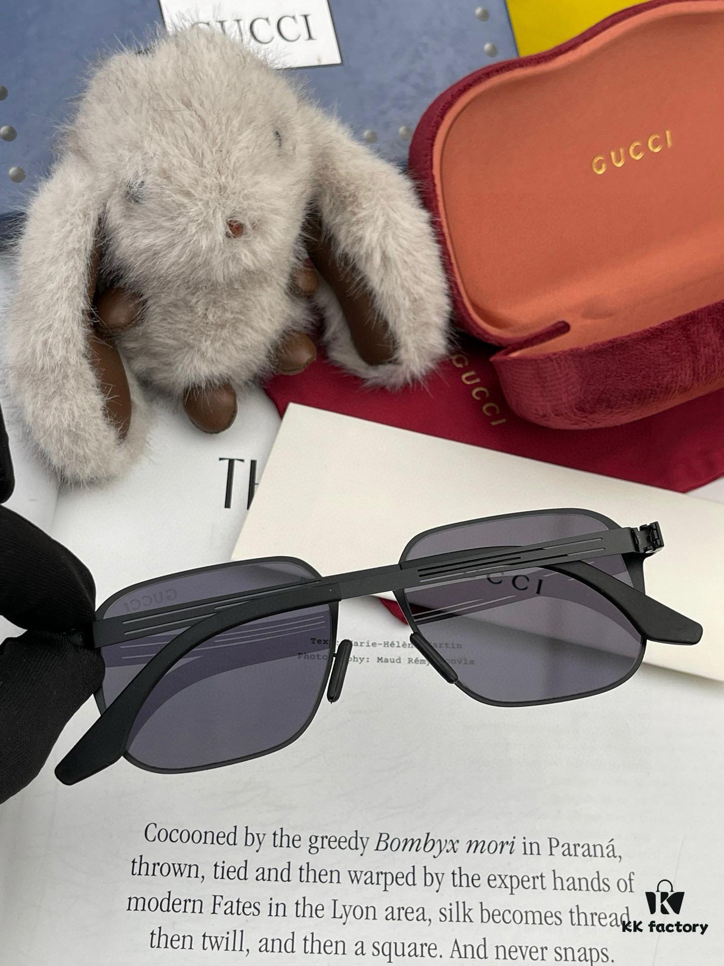 GUCCI 2025 New Unisex Polygonal Sunglasses, Ultra-Lightweight and Durable, Scratch-Resistant Electroplated Finish, HD Nylon Lenses, Screw-Free Elastic Frame, Model 3862