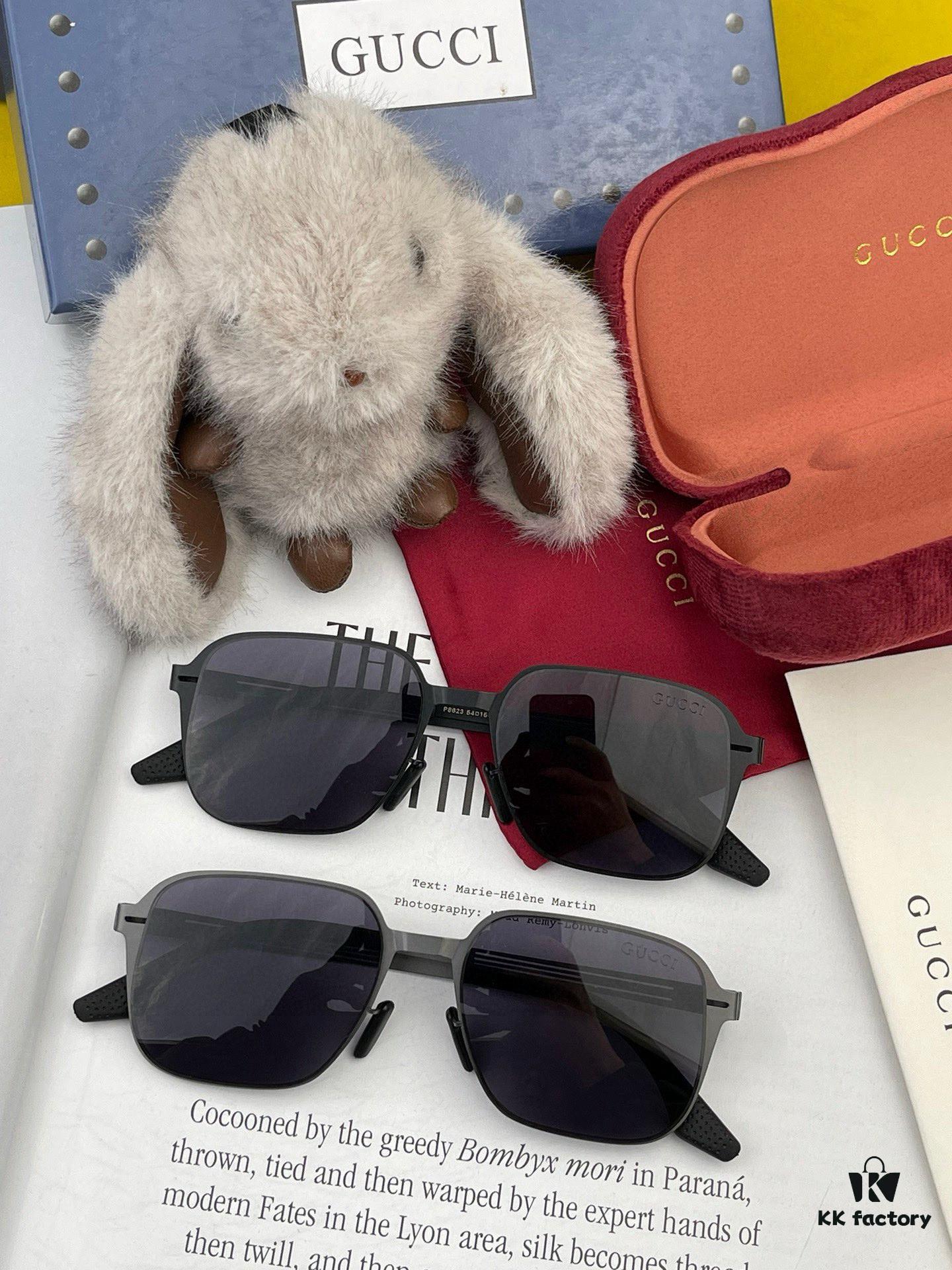 GUCCI 2025 New Unisex Polygonal Sunglasses, Ultra-Lightweight and Durable, Scratch-Resistant Electroplated Finish, HD Nylon Lenses, Screw-Free Elastic Frame, Model 3862