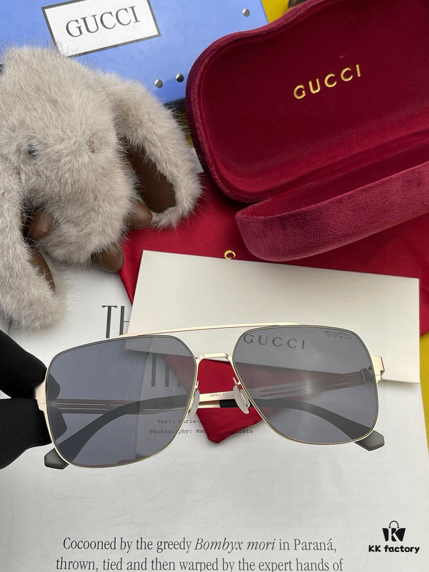GUCCI 2025 New Unisex Polygonal Sunglasses with IP Plating, Ultra-Lightweight and Highly Elastic, Screw-Free Design, Scratch-Resistant and Unbreakable, High-Definition Nylon Lenses, Premium Craftsmanship, Original Materials, Stylish and Versatile