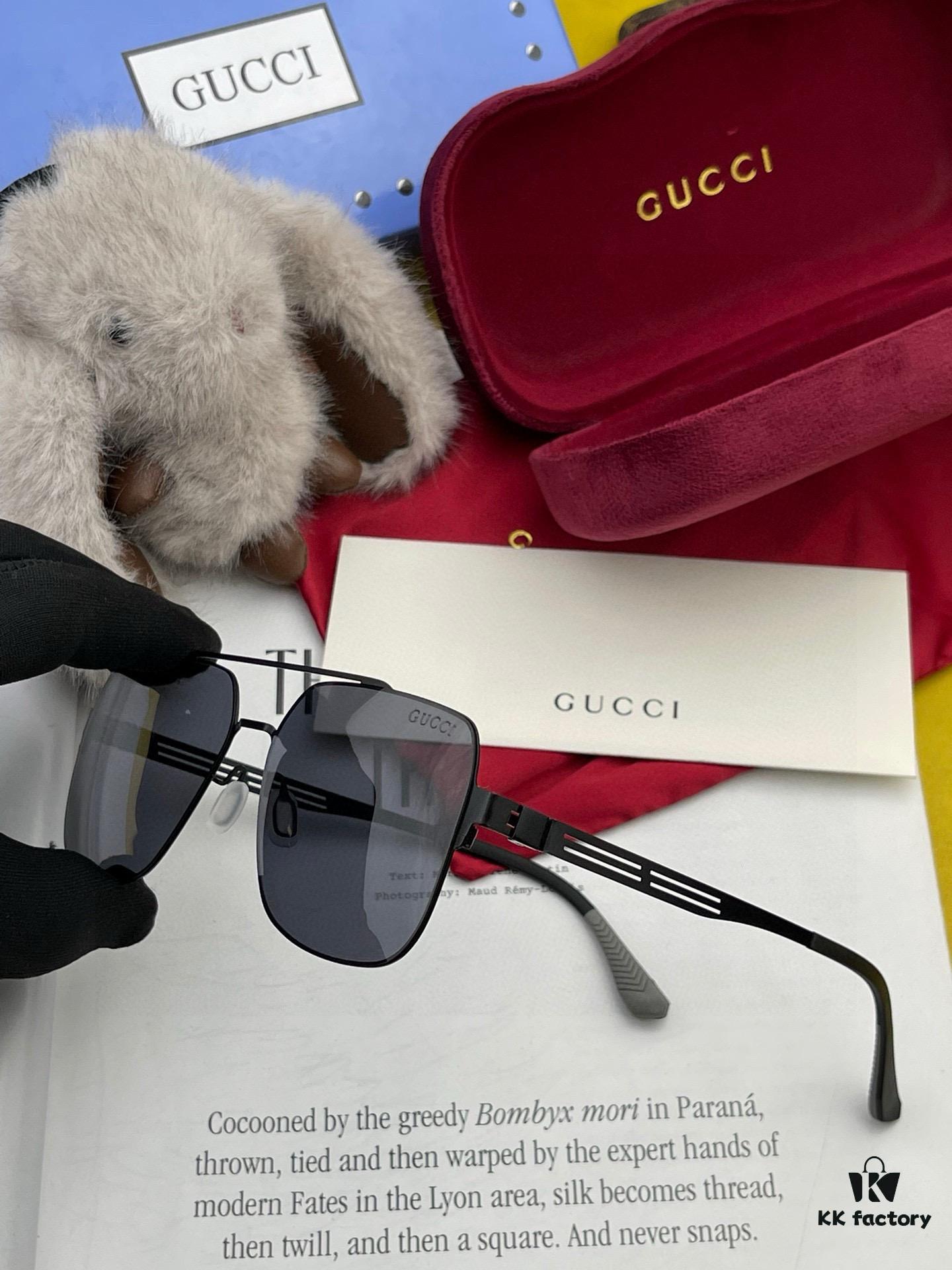 GUCCI 2025 New Unisex Polygonal Sunglasses with IP Plating, Ultra-Lightweight and Highly Elastic, Screw-Free Design, Scratch-Resistant and Unbreakable, High-Definition Nylon Lenses, Premium Craftsmanship, Original Materials, Stylish and Versatile