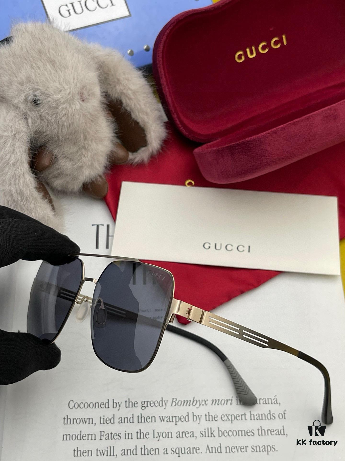 GUCCI 2025 New Unisex Polygonal Sunglasses with IP Plating, Ultra-Lightweight and Highly Elastic, Screw-Free Design, Scratch-Resistant and Unbreakable, High-Definition Nylon Lenses, Premium Craftsmanship, Original Materials, Stylish and Versatile