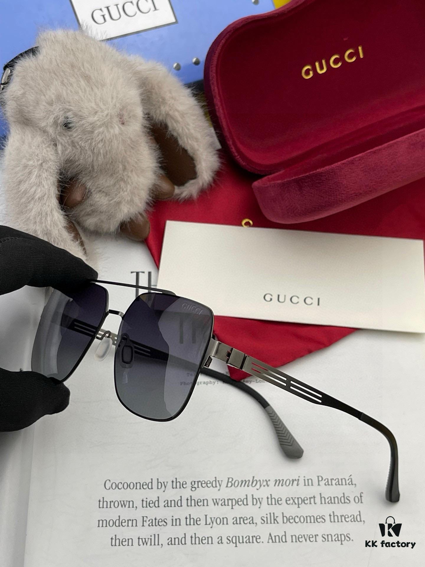 GUCCI 2025 New Unisex Polygonal Sunglasses with IP Plating, Ultra-Lightweight and Highly Elastic, Screw-Free Design, Scratch-Resistant and Unbreakable, High-Definition Nylon Lenses, Premium Craftsmanship, Original Materials, Stylish and Versatile