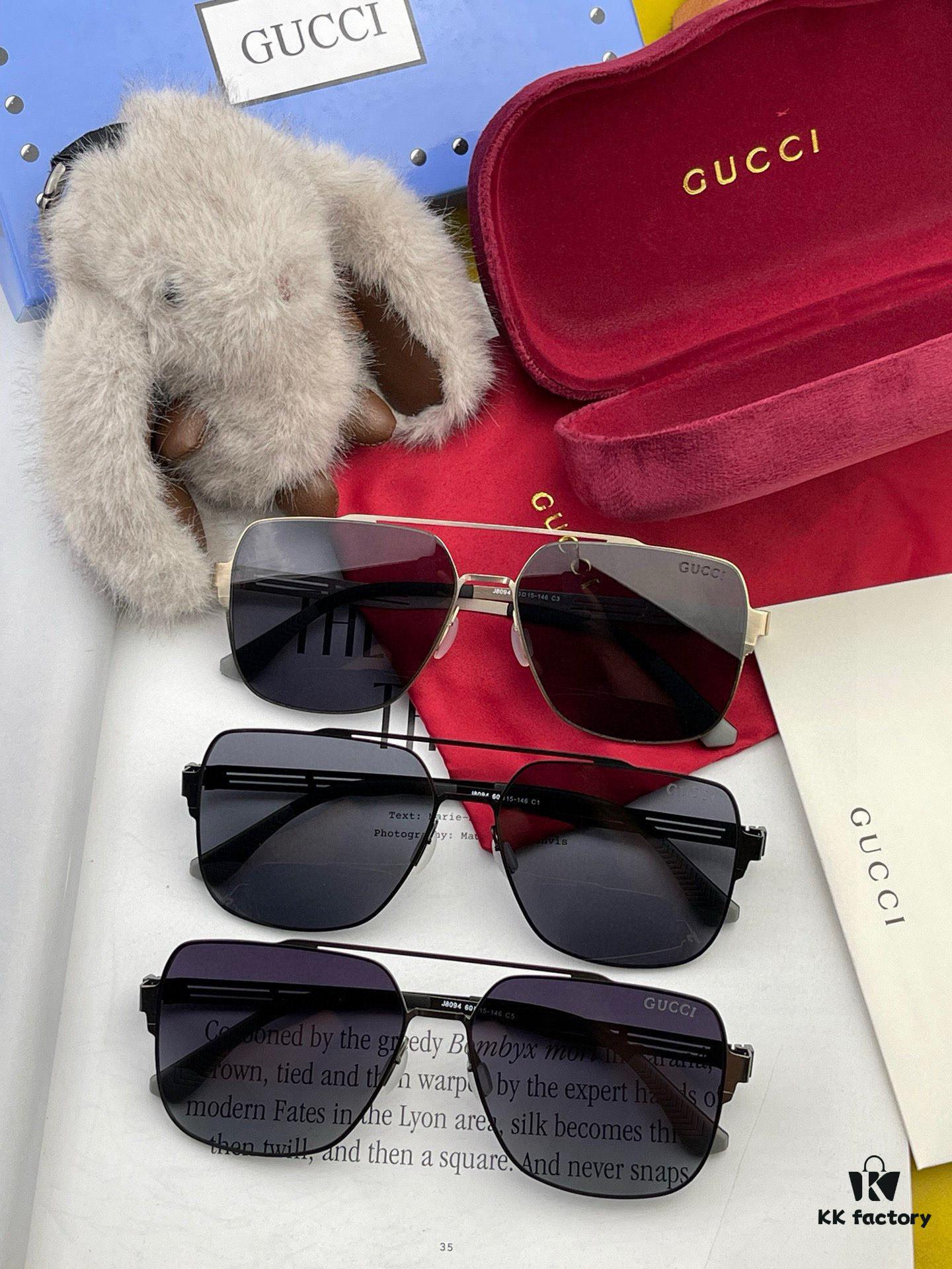 GUCCI 2025 New Unisex Polygonal Sunglasses with IP Plating, Ultra-Lightweight and Highly Elastic, Screw-Free Design, Scratch-Resistant and Unbreakable, High-Definition Nylon Lenses, Premium Craftsmanship, Original Materials, Stylish and Versatile