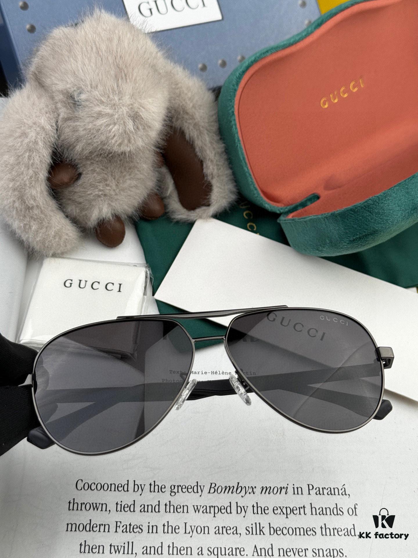 Gucci High-Quality Unisex Sunglasses, Polarized Imported Polylite Lenses, Aviator Style, UV Protection, Slimming Design for Driving and Fishing