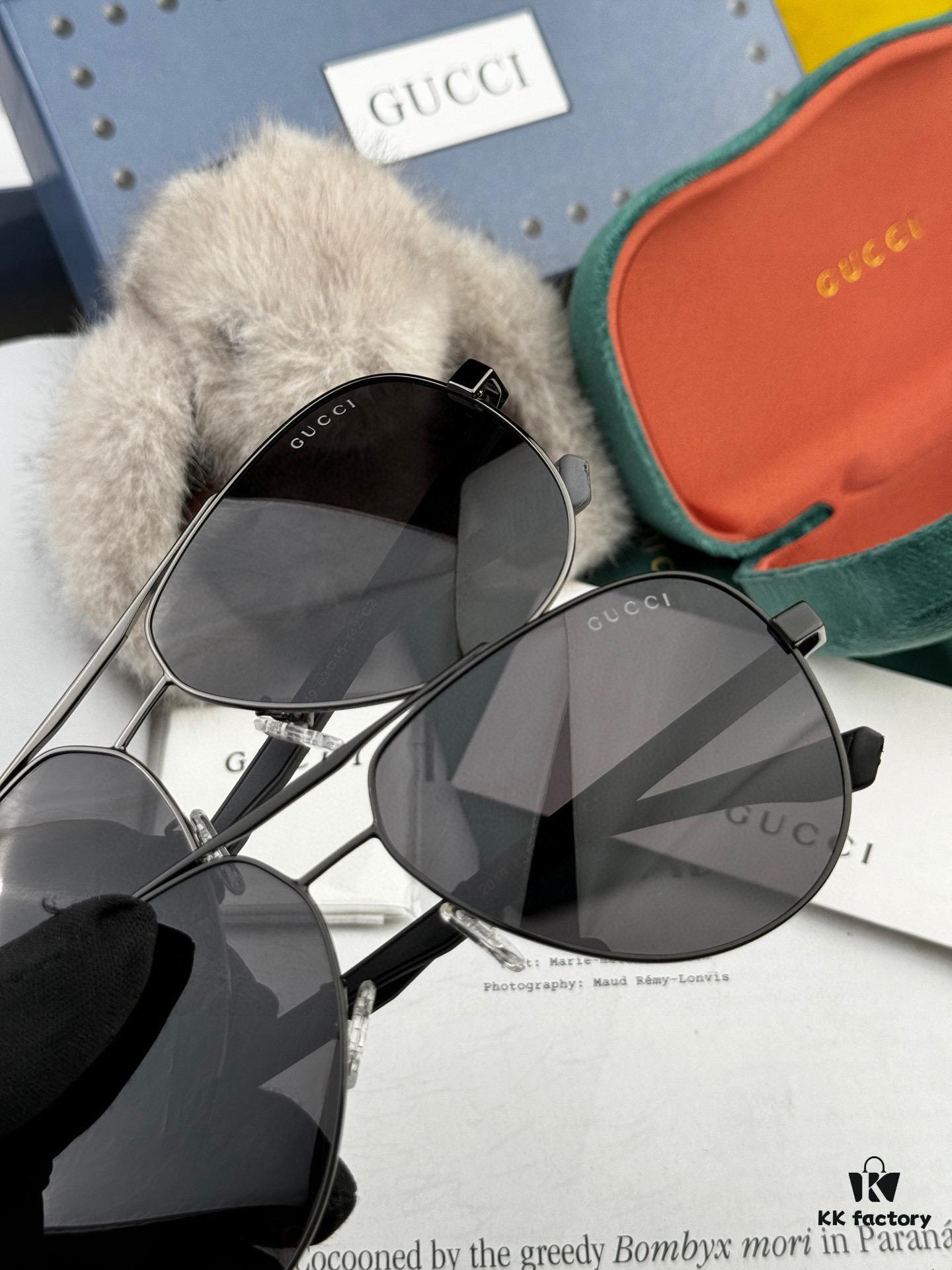 Gucci High-Quality Unisex Sunglasses, Polarized Imported Polylite Lenses, Aviator Style, UV Protection, Slimming Design for Driving and Fishing