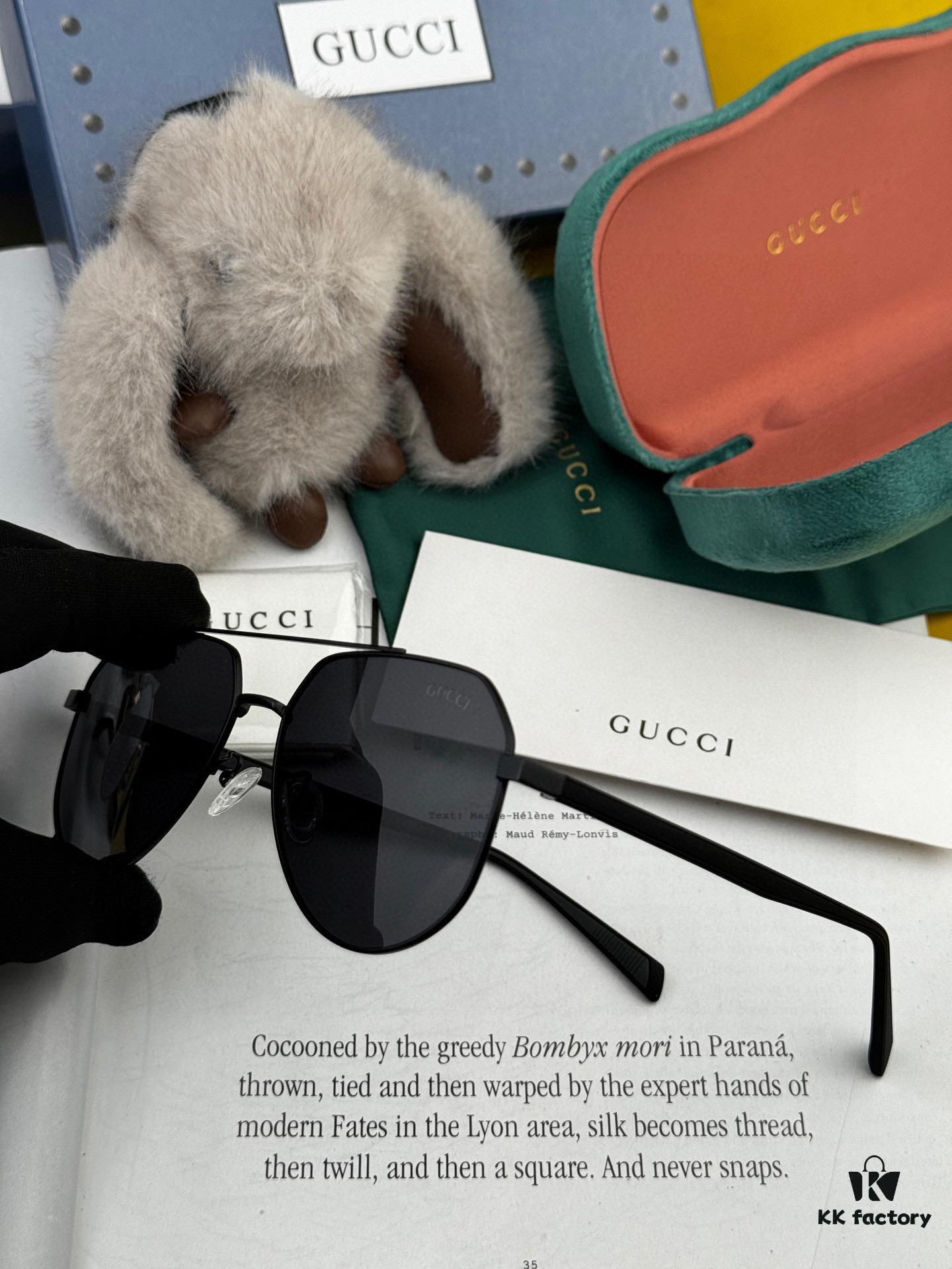 Gucci High-Quality Unisex Sunglasses with Imported Polarized Lenses, Stylish Oversized Pilot Shades for Men, UV Protection, Perfect for Driving and Fishing