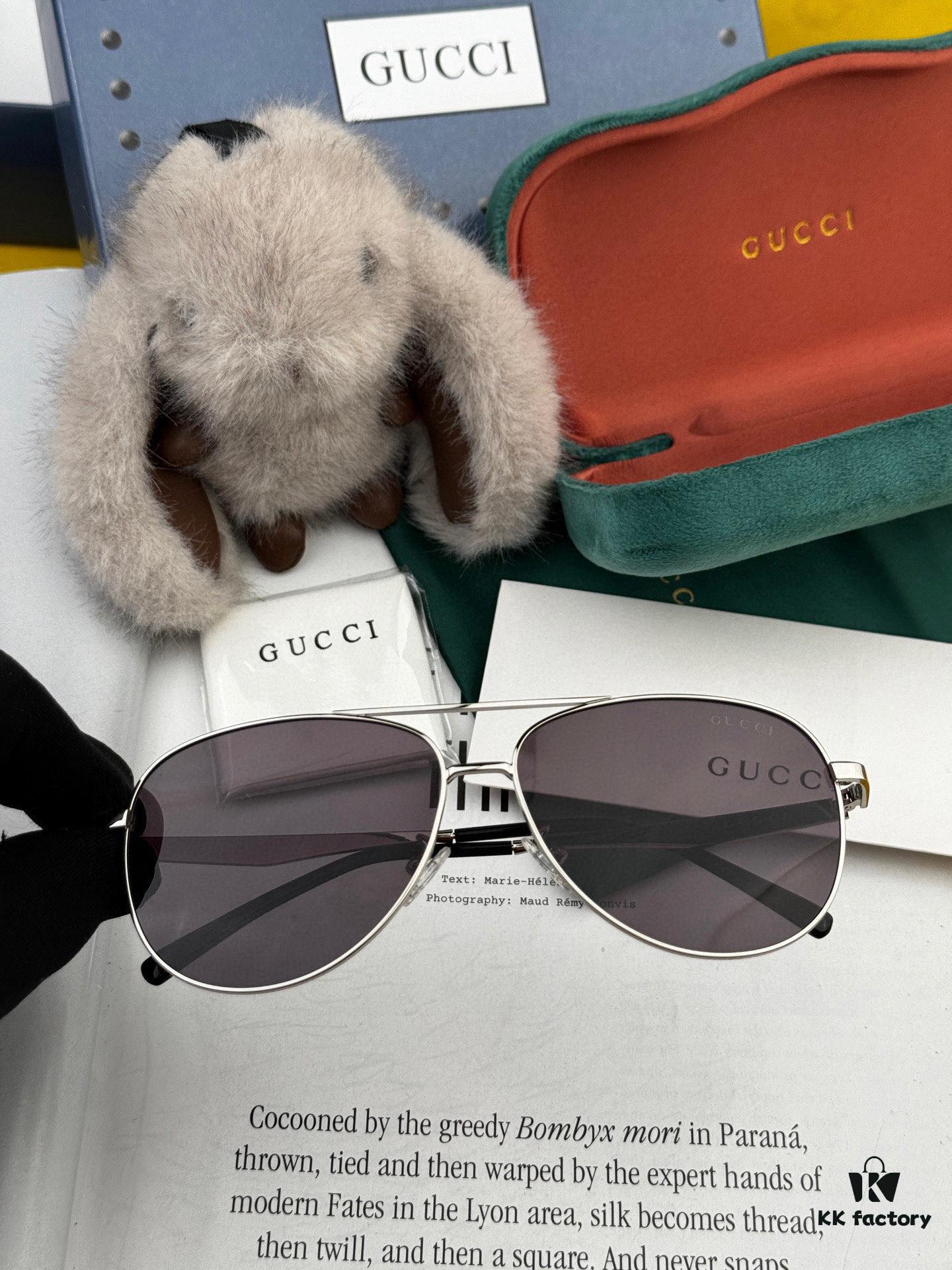 Gucci High-Quality Unisex Sunglasses, Imported Polarized Lenses by Polaroid, Aviator Style, UV Protection, Suitable for Driving and Fishing, Slimming and Versatile Design