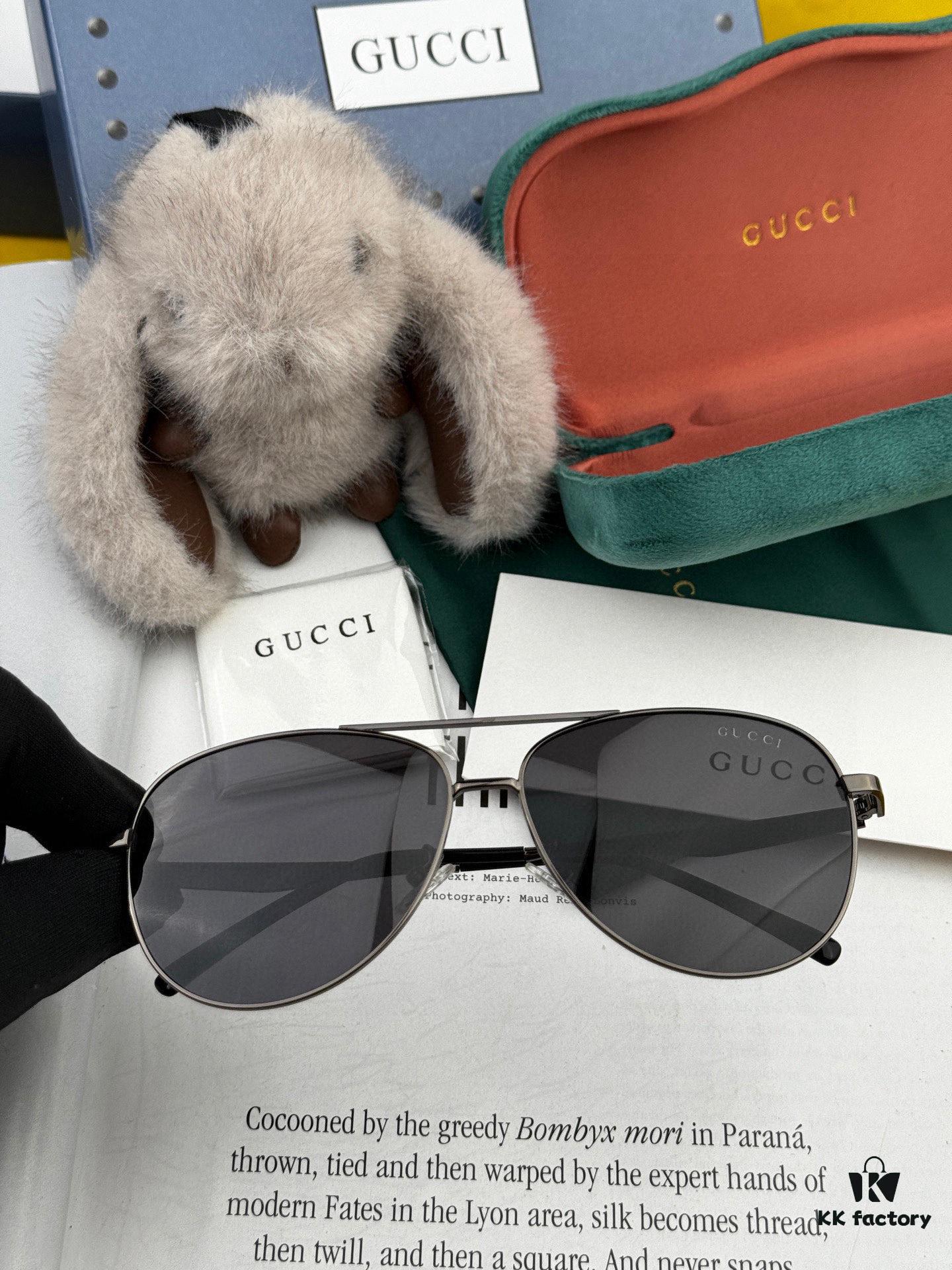 Gucci High-Quality Unisex Sunglasses, Imported Polarized Lenses by Polaroid, Aviator Style, UV Protection, Suitable for Driving and Fishing, Slimming and Versatile Design
