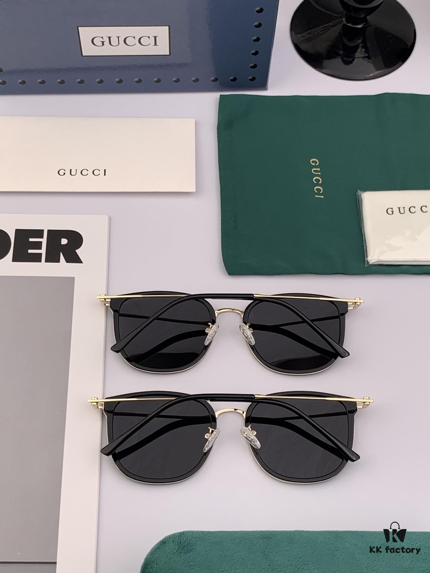 Gucci High-Quality Unisex Sunglasses, Polarized Imported Polaroid Lenses, Aviator Style, UV Protection, Universal Fit for Driving and Fishing, Korean Fashion Design, Model: G6238