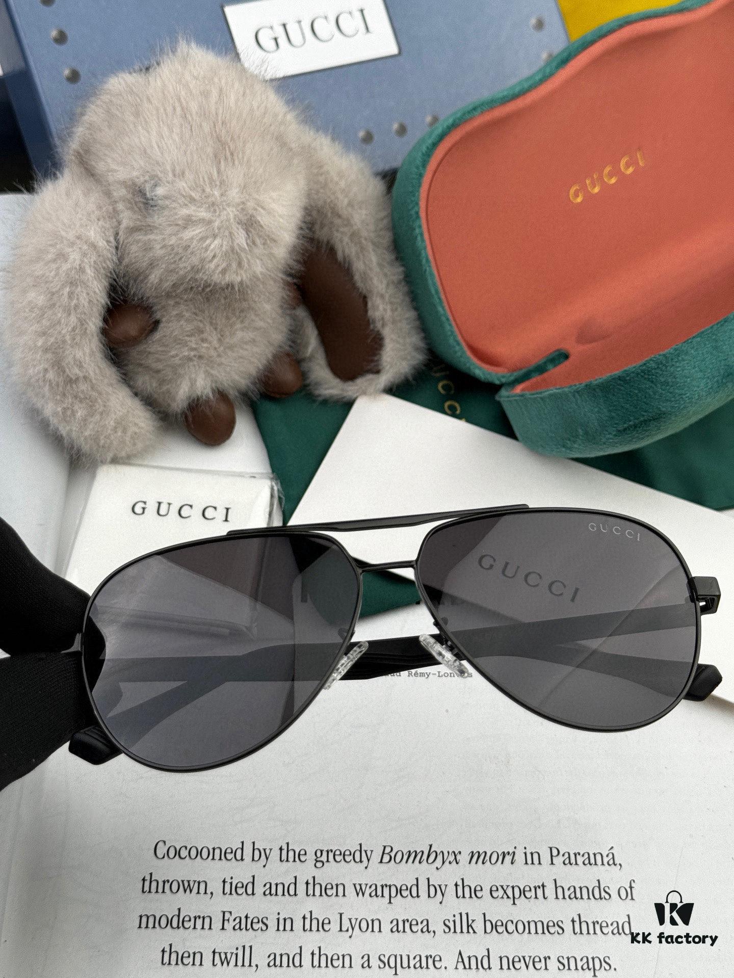 Gucci High-Quality Unisex Sunglasses with Imported Polarized Lenses, Stylish Oversized Aviator Sun Glasses for Men and Women, UV Protection for Driving, Fishing, and Outdoor Use - Model G9204
