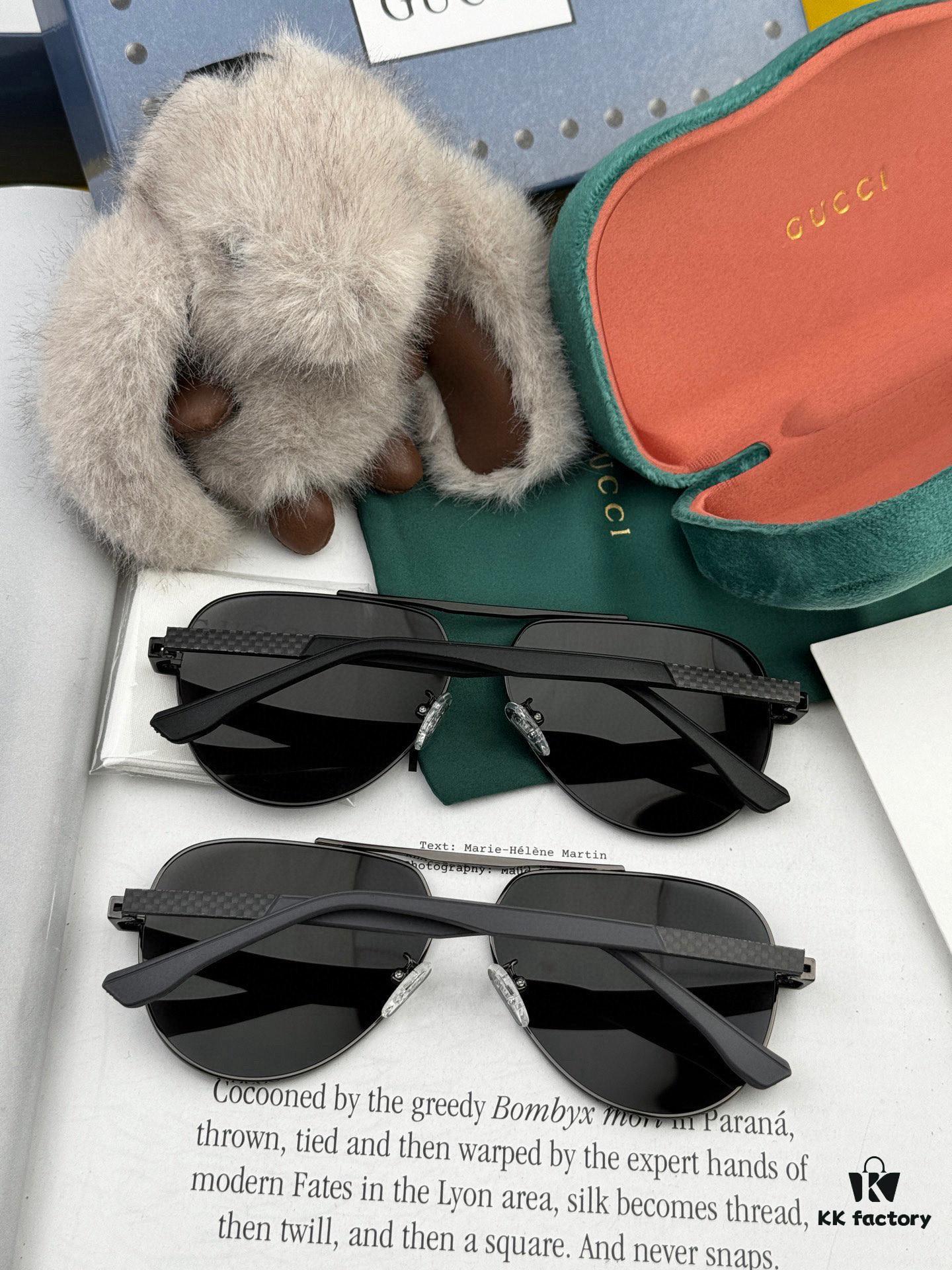 Gucci High-Quality Unisex Sunglasses with Imported Polarized Lenses, Stylish Oversized Aviator Sun Glasses for Men and Women, UV Protection for Driving, Fishing, and Outdoor Use - Model G9204