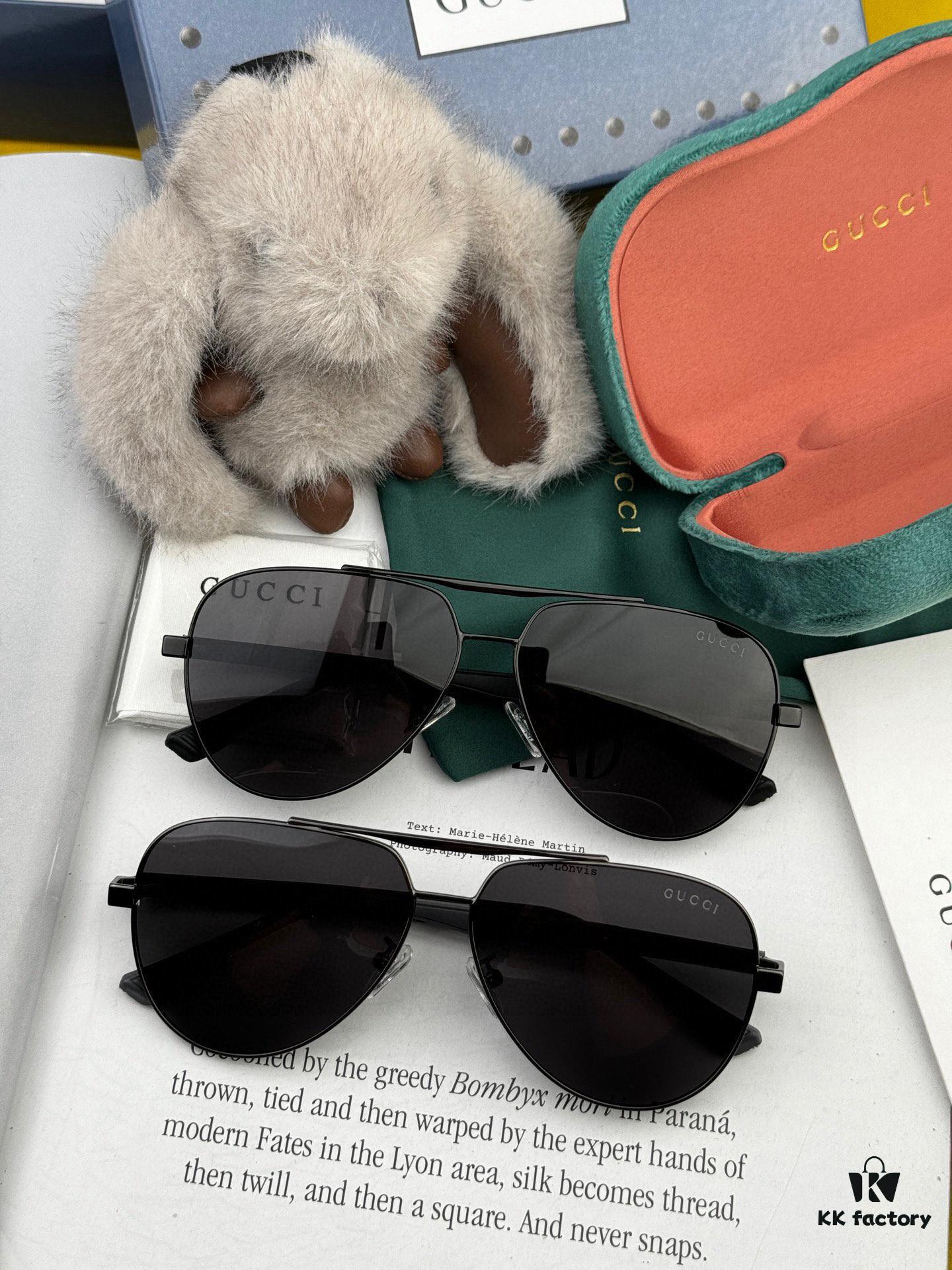 Gucci High-Quality Unisex Sunglasses with Imported Polarized Lenses, Stylish Oversized Aviator Sun Glasses for Men and Women, UV Protection for Driving, Fishing, and Outdoor Use - Model G9204