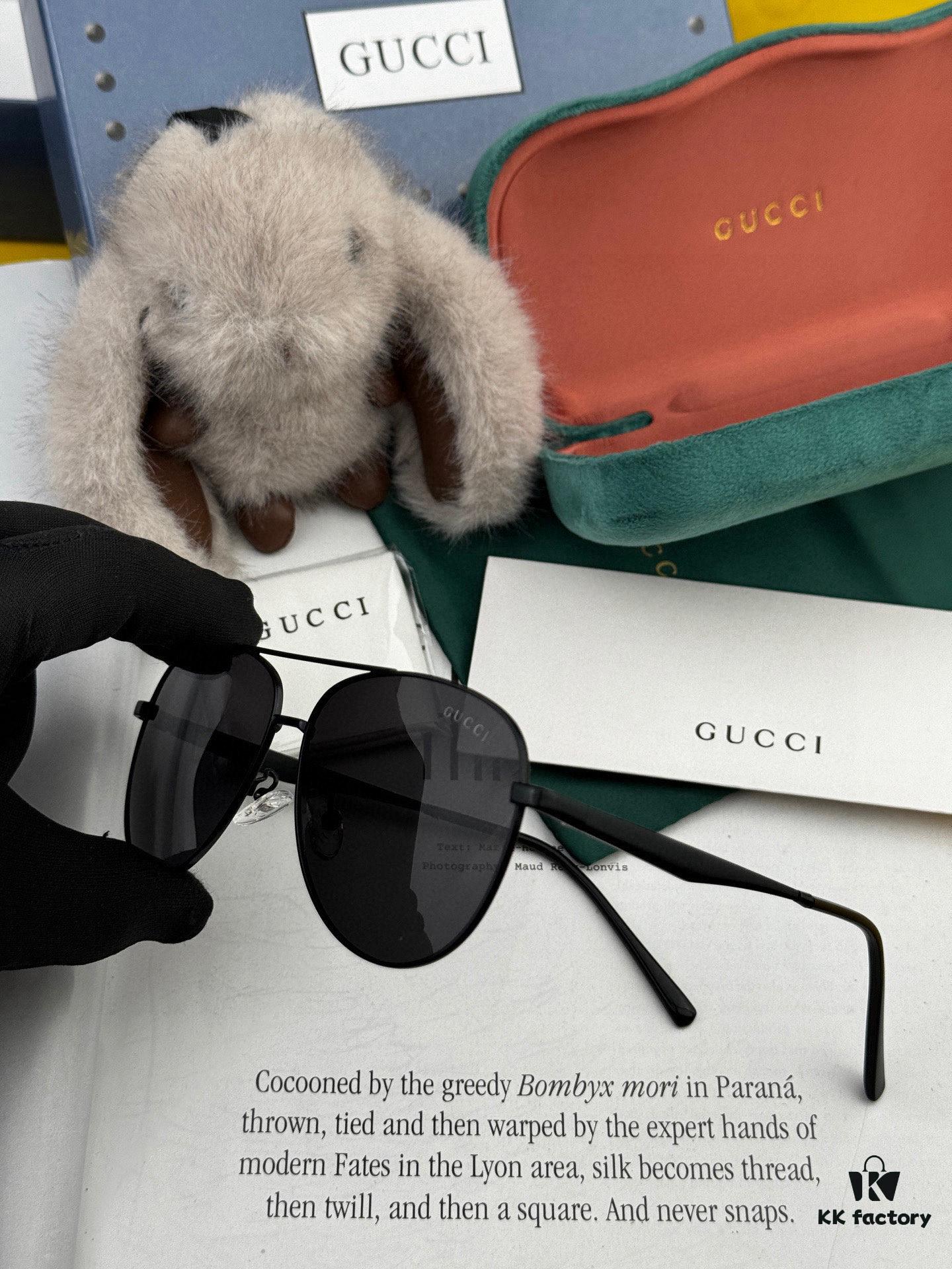 Gucci High-Quality Unisex Sunglasses, Imported Polarized Lenses, Stylish Oversized Aviator Sunglasses for Men, UV Protection, Suitable for Driving and Fishing
