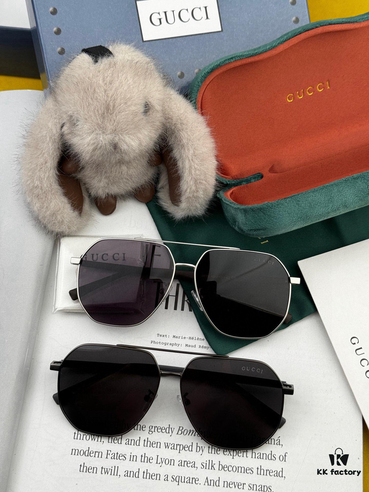 Gucci High-Quality Unisex Sunglasses, Imported Polarized Lenses, Aviator Style, UV Protection, Slimming Design for Driving and Fishing