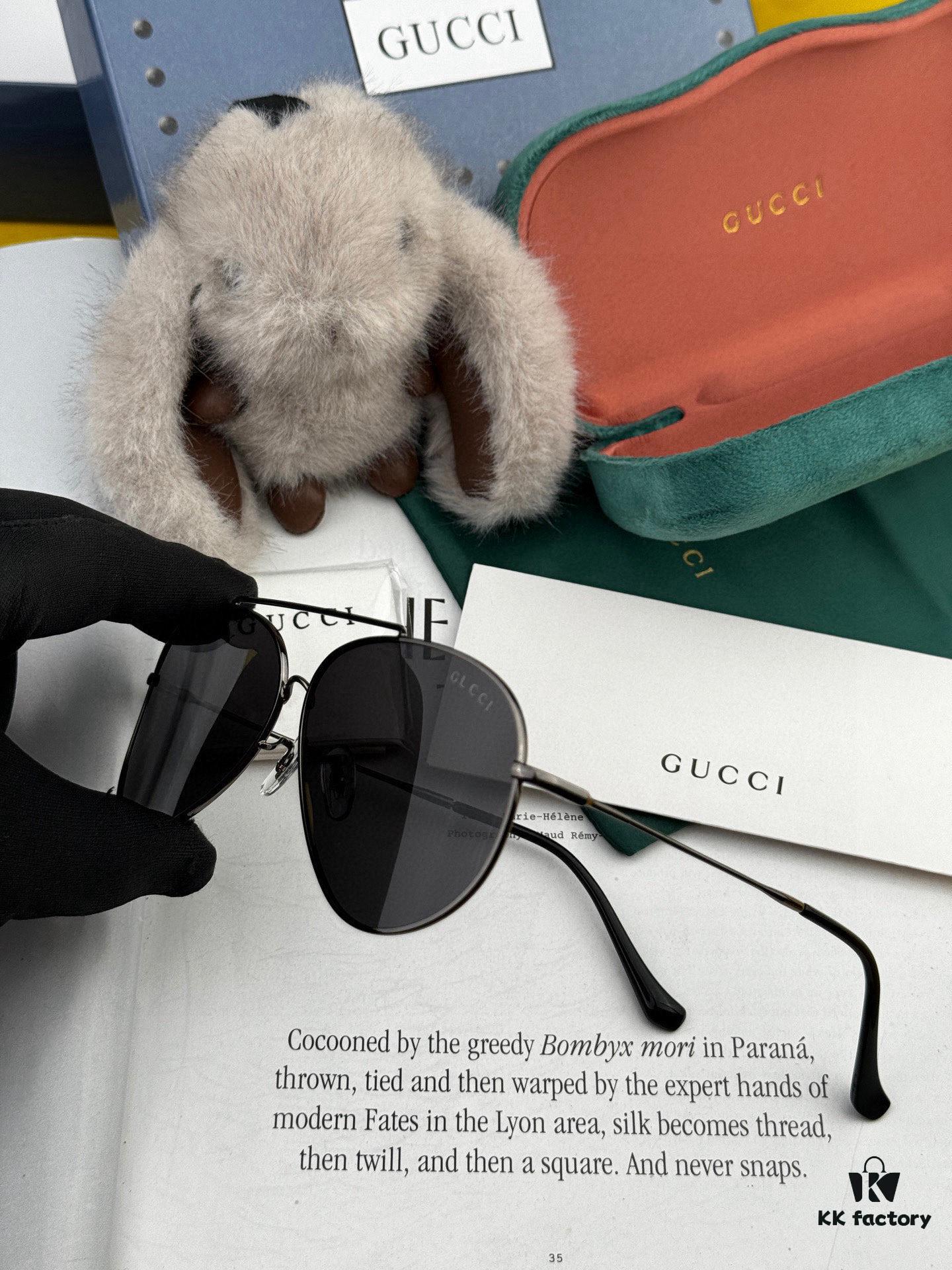 Gucci High-Quality Unisex Sunglasses, Polarized Pilot Frames with Imported Polaroid Lenses, Stylish and Slimming Aviator Design for Driving, Fishing, and Daily Wear, Korean Fashion Style, Model: G2203