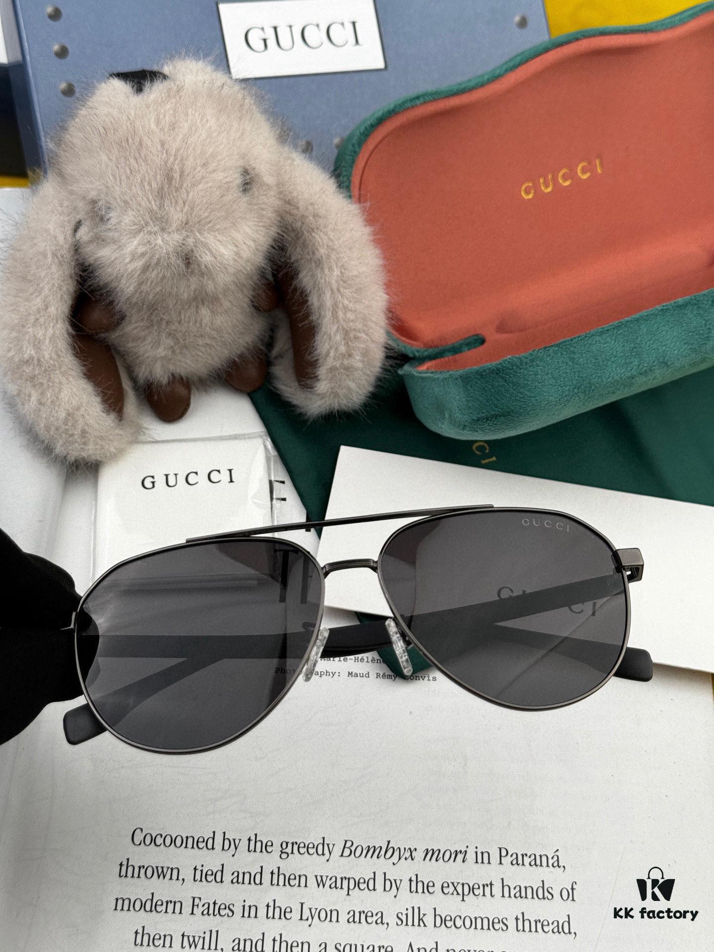 Gucci High-Quality Unisex Sunglasses, Polarized Imported Polaroid Lenses, Aviator Style, UV Protection, Suitable for Driving and Fishing, Stylish and Slimming Design