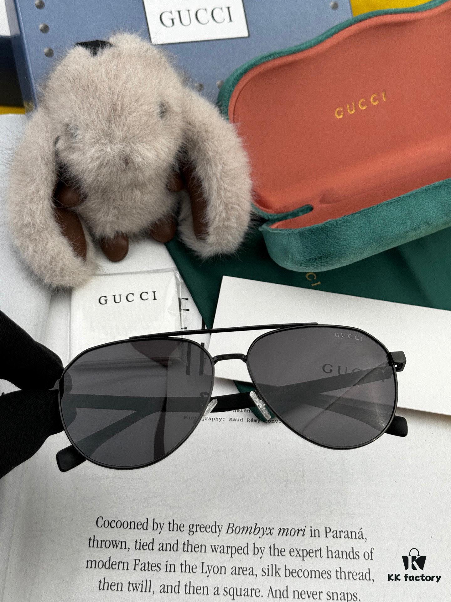 Gucci High-Quality Unisex Sunglasses, Polarized Imported Polaroid Lenses, Aviator Style, UV Protection, Suitable for Driving and Fishing, Stylish and Slimming Design