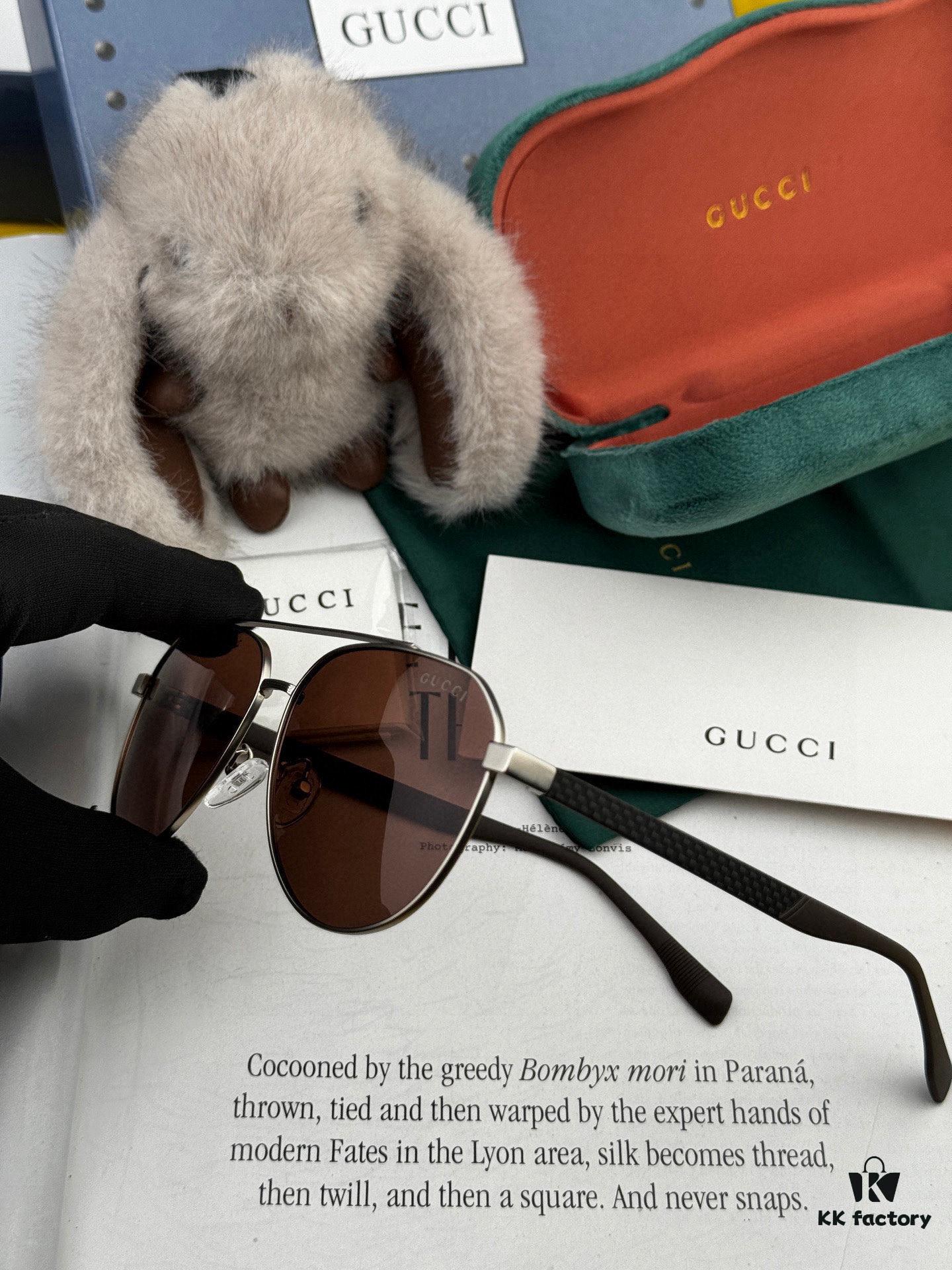 Gucci High-Quality Unisex Sunglasses, Polarized Imported Polaroid Lenses, Aviator Style, UV Protection, Suitable for Driving and Fishing, Stylish and Slimming Design