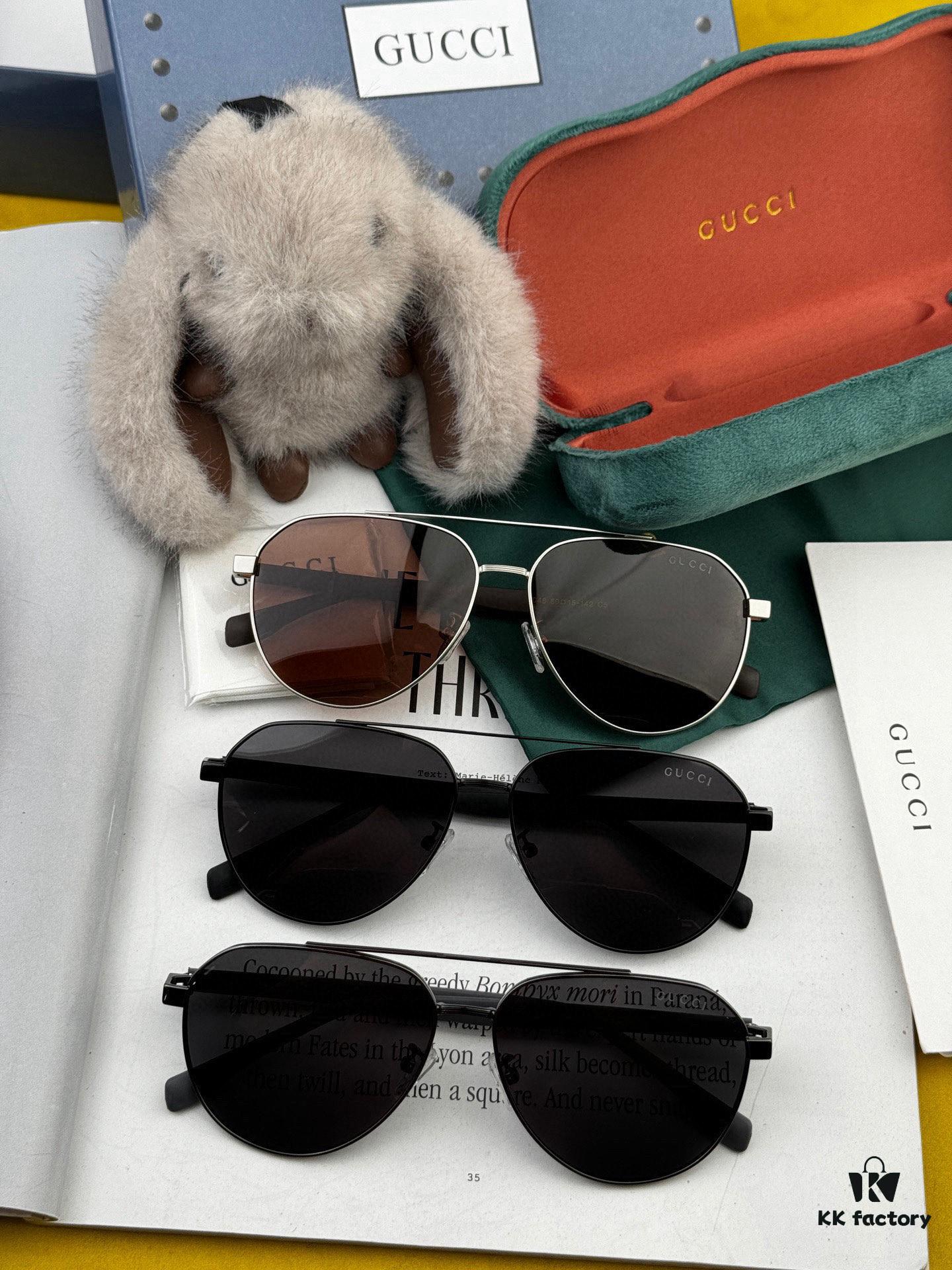 Gucci High-Quality Unisex Sunglasses, Polarized Imported Polaroid Lenses, Aviator Style, UV Protection, Suitable for Driving and Fishing, Stylish and Slimming Design