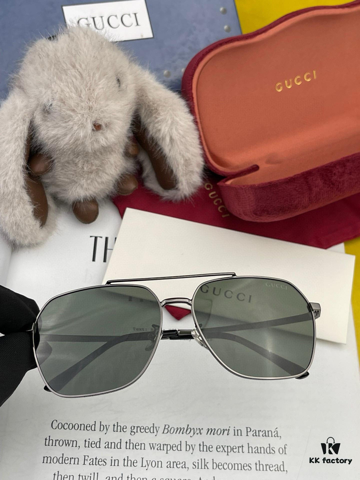 Gucci High-Quality Unisex Sunglasses, Imported Polarized Lenses by Polaroid, Aviator Style, UV Protection, Slimming and Versatile Design for Driving, Fishing, and Outdoor Use, Model: 0863