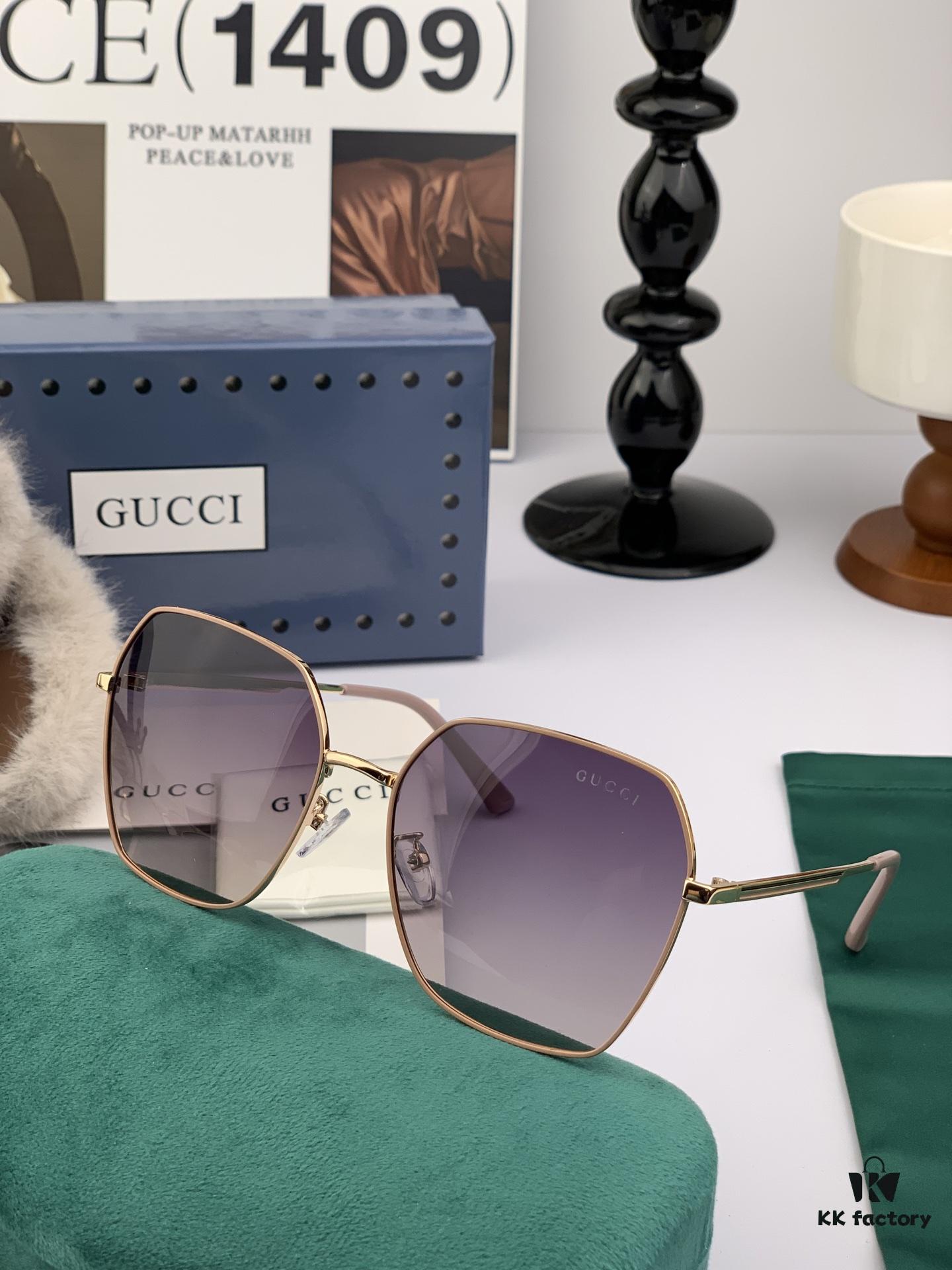 GUCCI 2025 Spring New Arrival Saddle Buckle Temple Sunglasses, Elegant Square Frame Sunglasses Loved by Influencers, Playful and Sweet with Enhanced Facial Fit, Premium Metal Finish