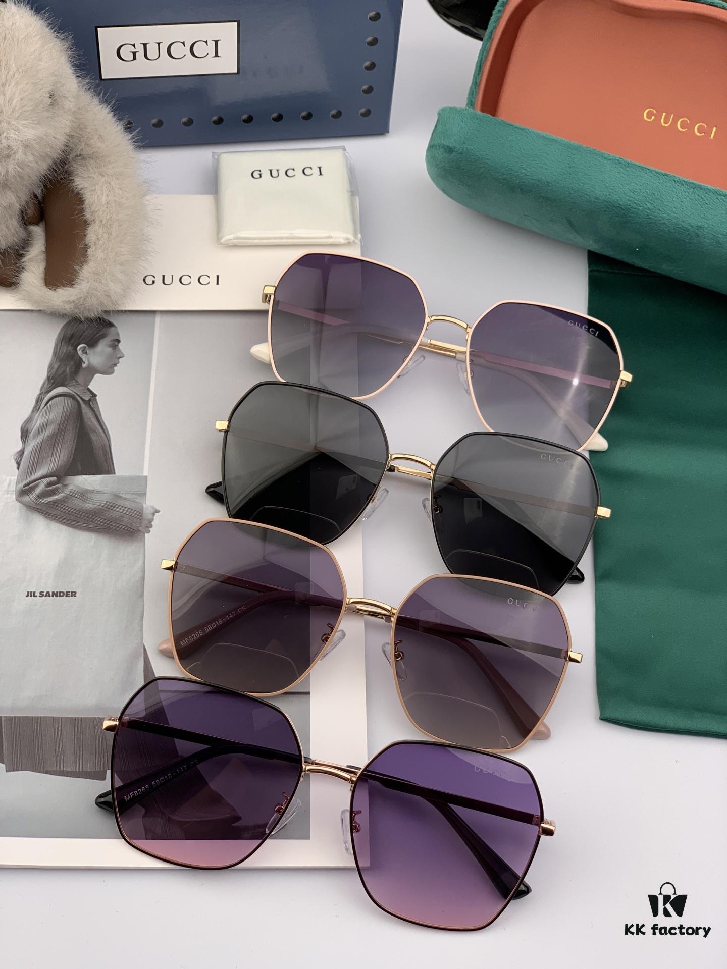 GUCCI 2025 Spring New Arrival Saddle Buckle Temple Sunglasses, Elegant Square Frame Sunglasses Loved by Influencers, Playful and Sweet with Enhanced Facial Fit, Premium Metal Finish