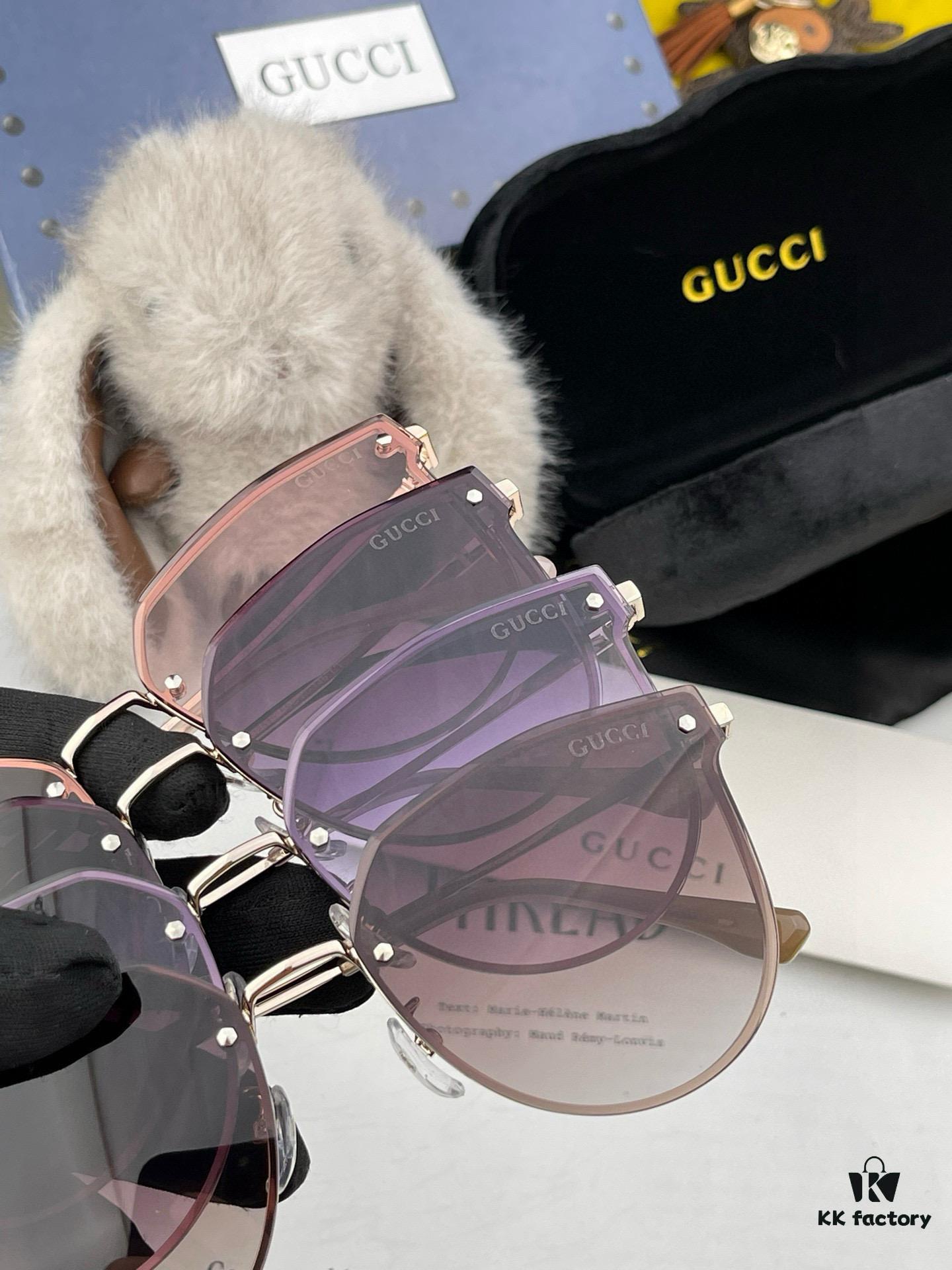 GUCCI 2025 Spring New Arrival Frameless Sunglasses, Latest Trendsetter Style with Excellent Metal Finish and Flattering Fit