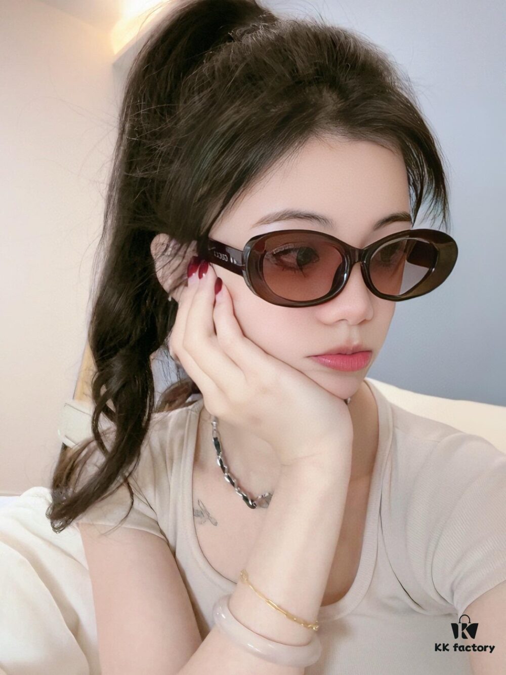【GUCCI】2025 Spring New Arrival Trendy Popular Fashion Small-Frame Sunglasses High Quality Comfortable Wear Influencer Style Shades Model: G6988